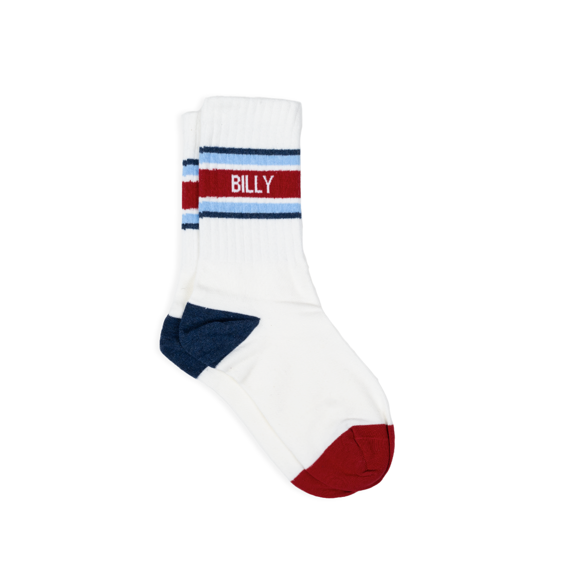 Chaussettes en coton peigné retro  Blanc, rouge et bleu
