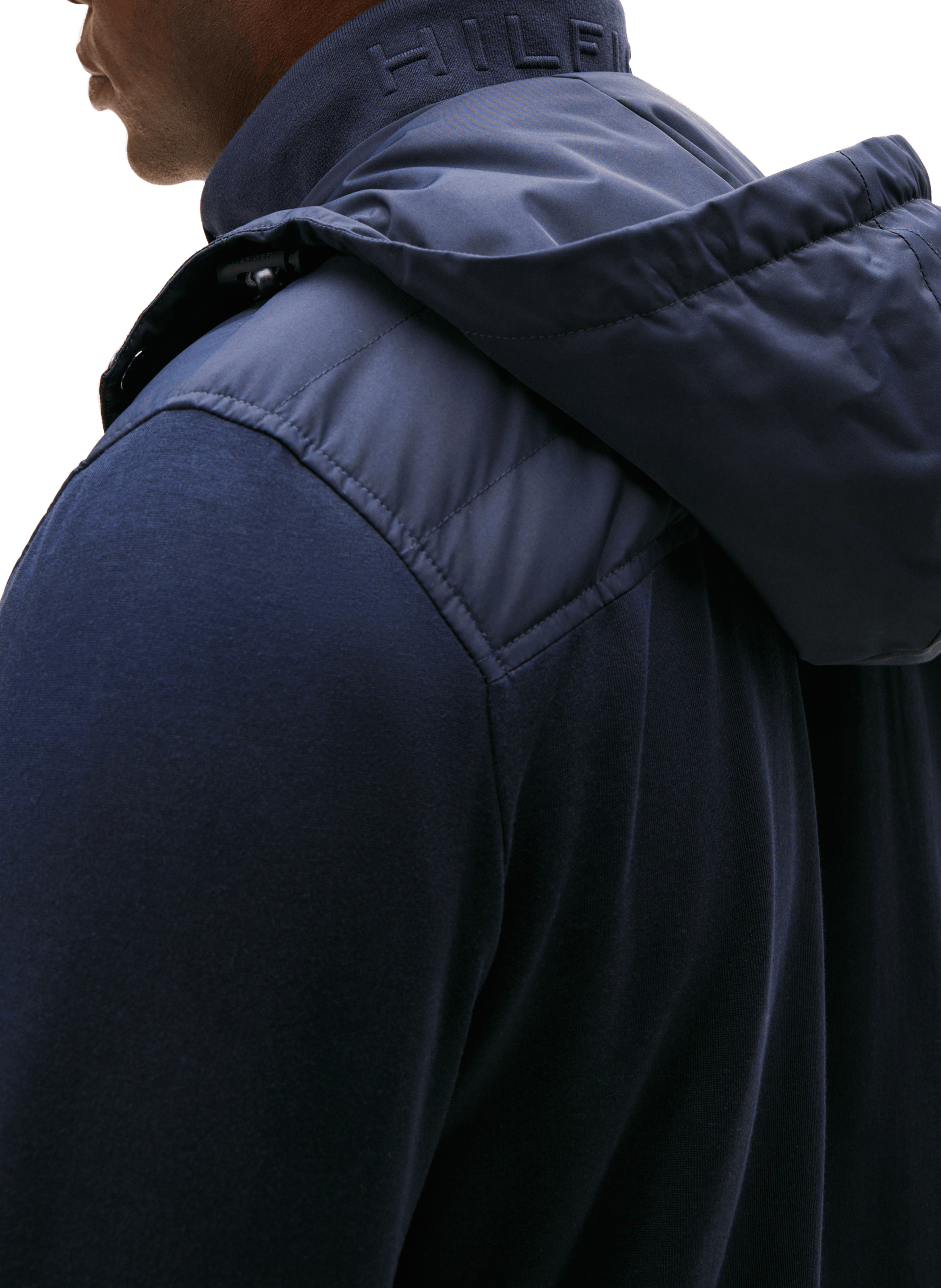 Jacket with removable hood in mixed cotton TOMMY HILFIGER Blue