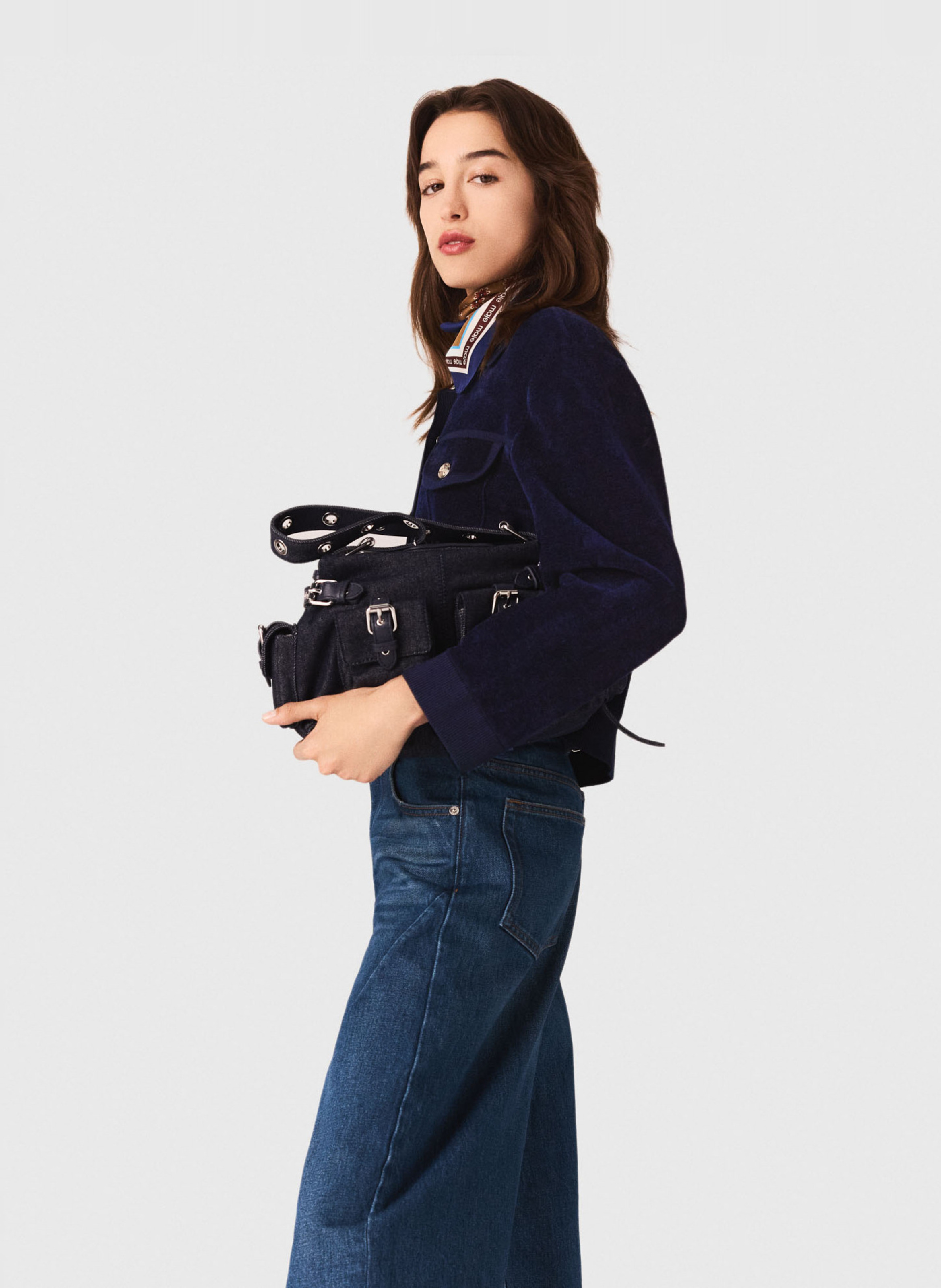 Cardigan droit col classique Bleu