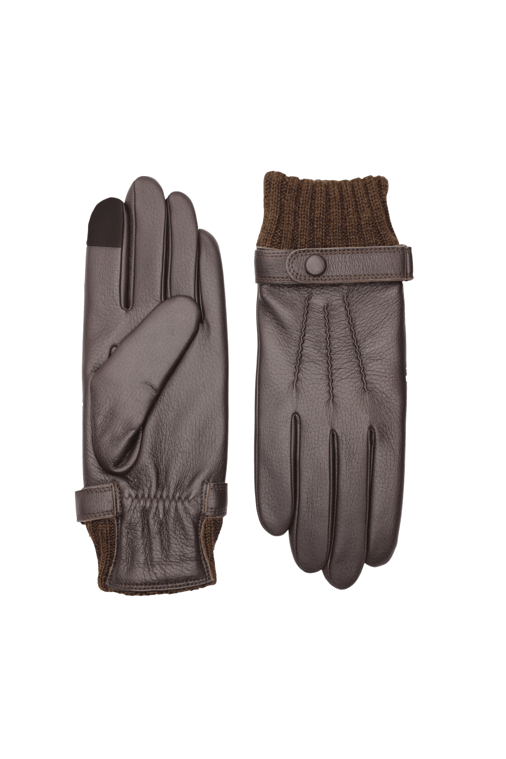 AGNELLE Gants darius homme cuir doublés alpaga Marron