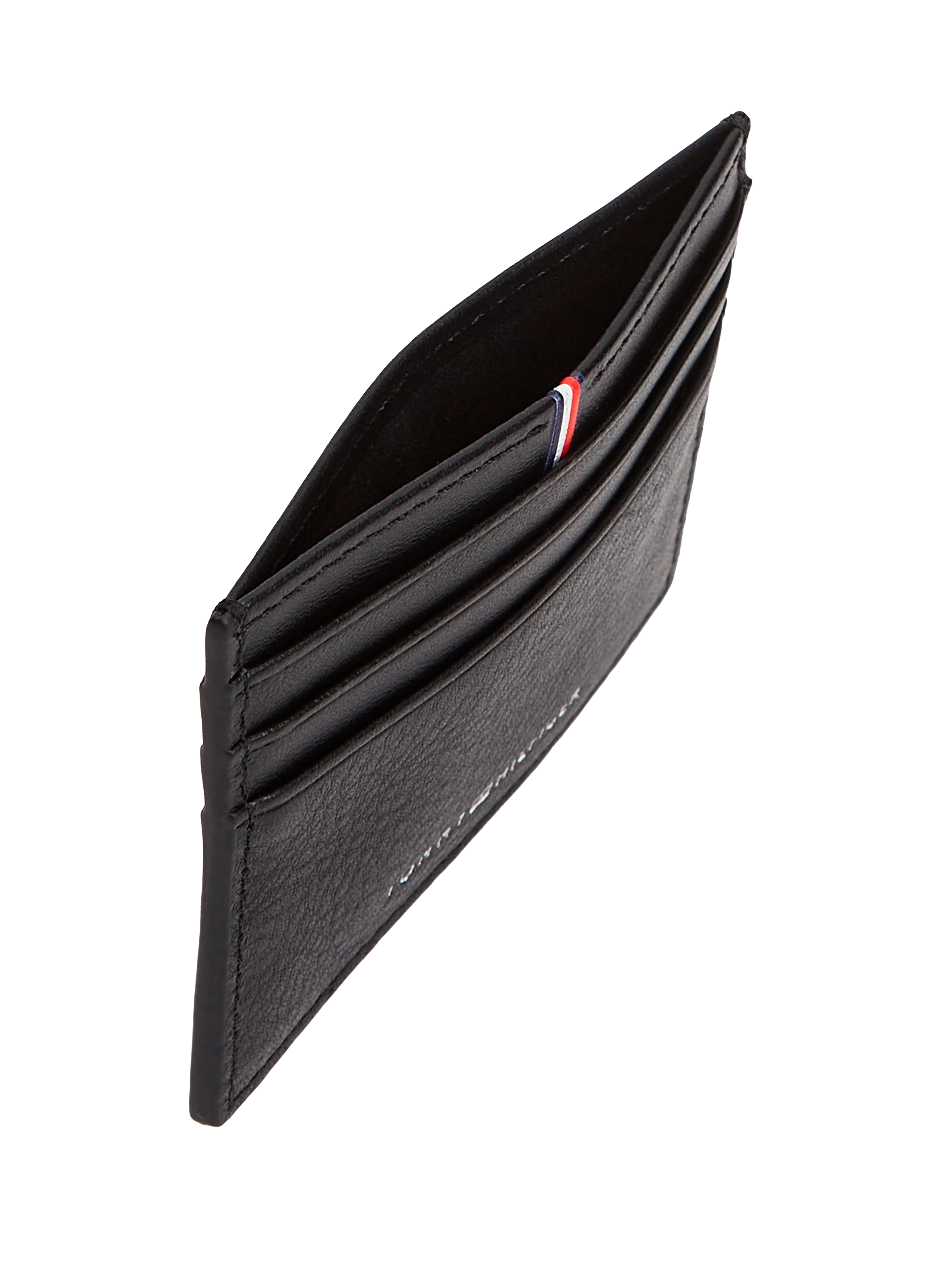 Porte-cartes grainé en cuir de vache TOMMY HILFIGER Noir
