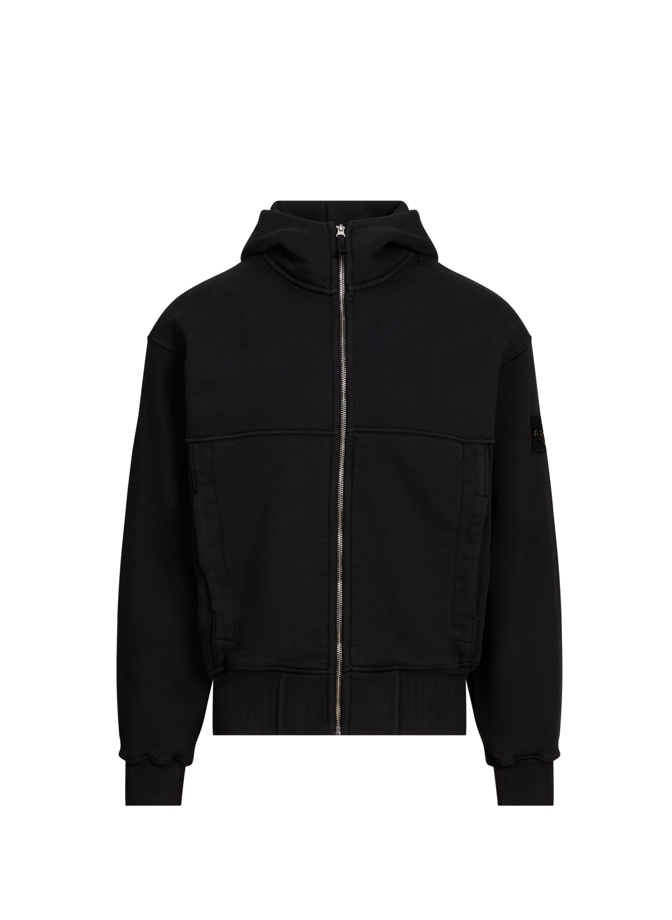 STONE ISLAND Cotton zip-up hoodie Black