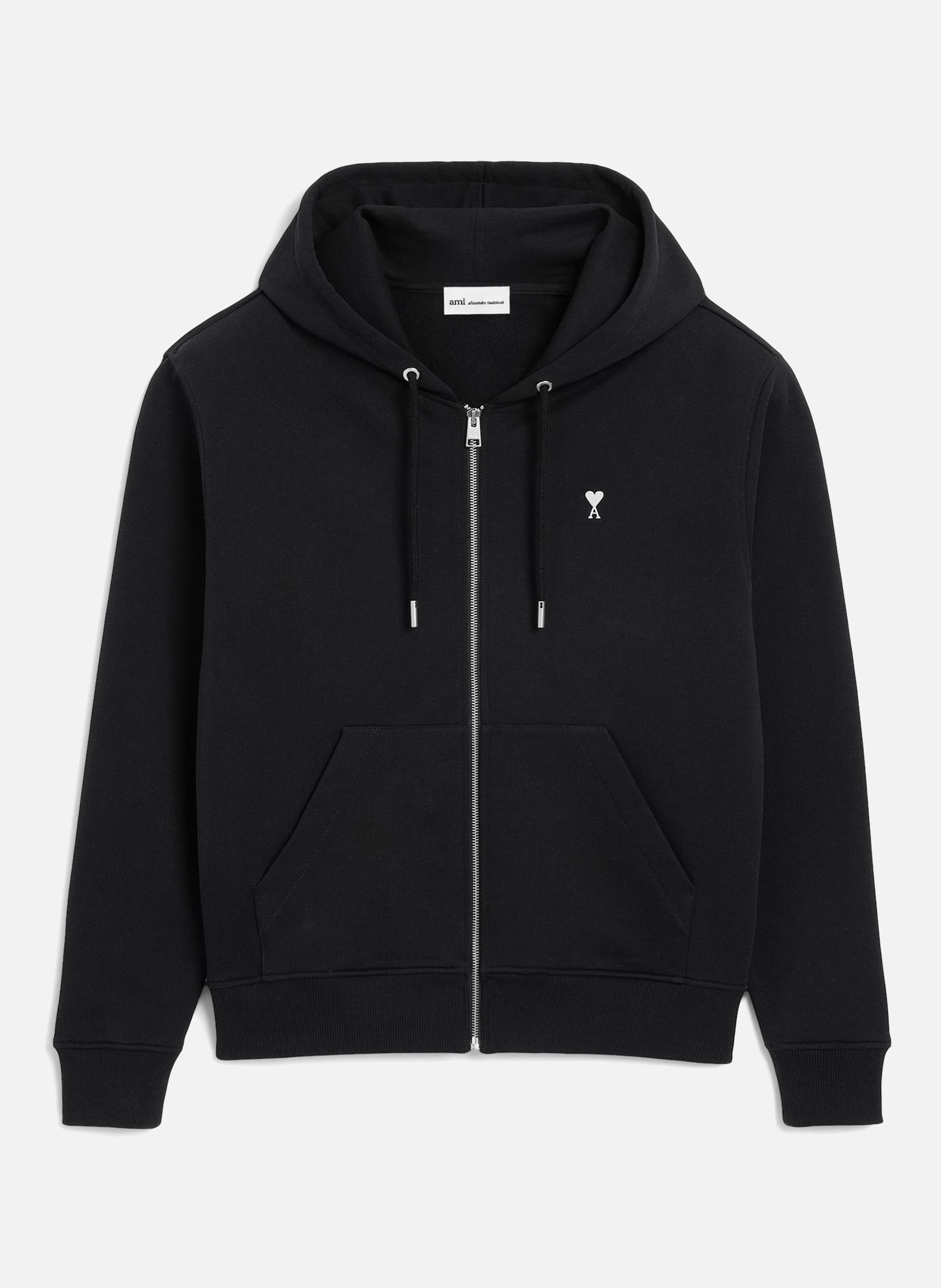 Hoodie zippé ami de coeur en coton Noir