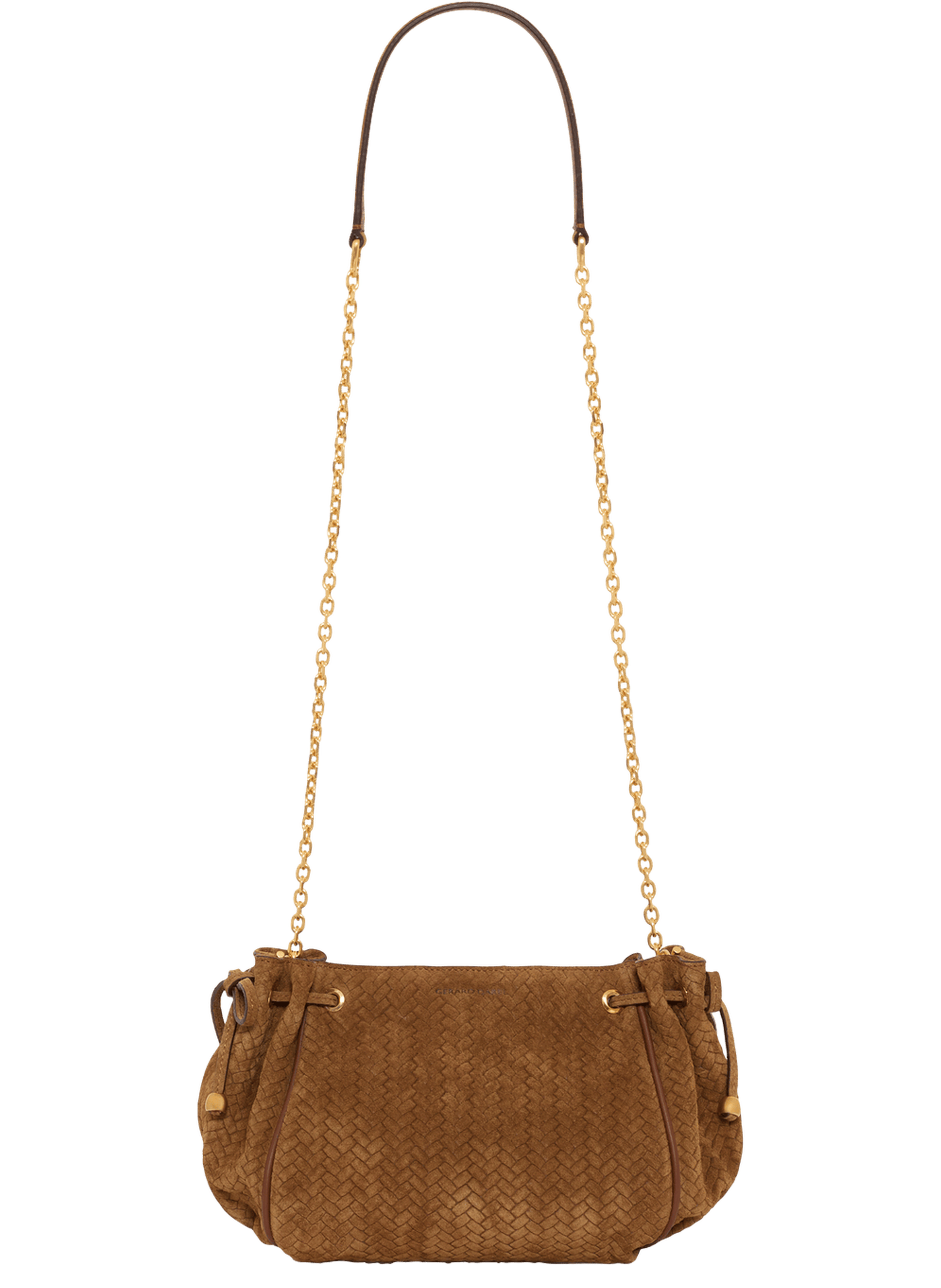Sac en cuir velours effet tressé - le mini 24 Marron