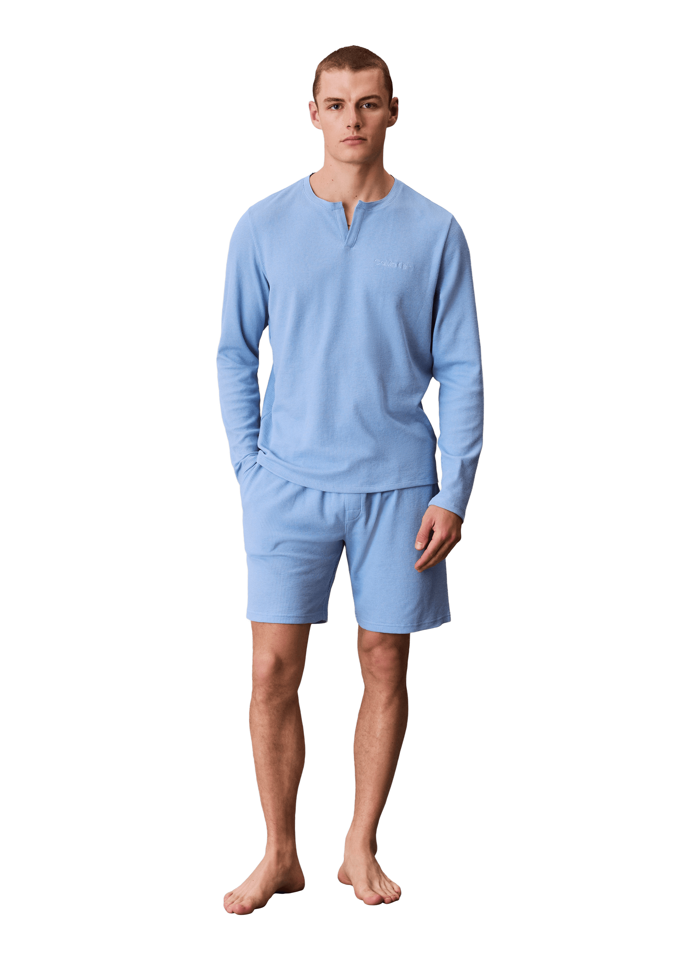 Haut de pyjama en coton texturé CALVIN KLEIN Bleu