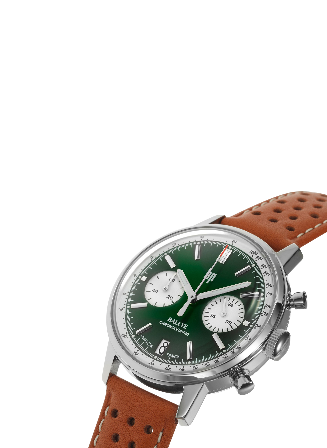 Montre quartz chronographe bracelet en cuir LIP Vert