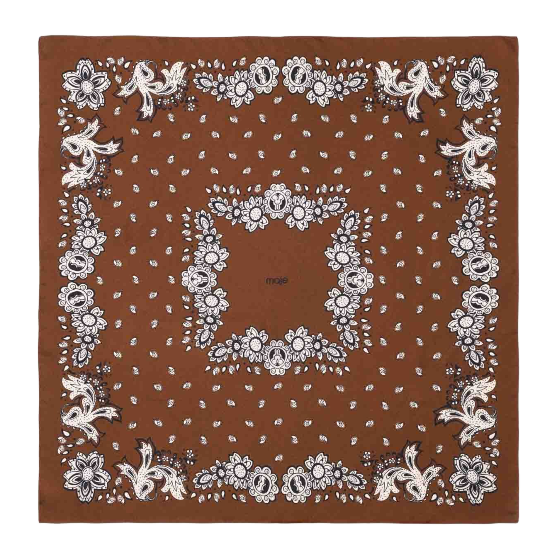 Foulard en soie imprimé MAJE Marron