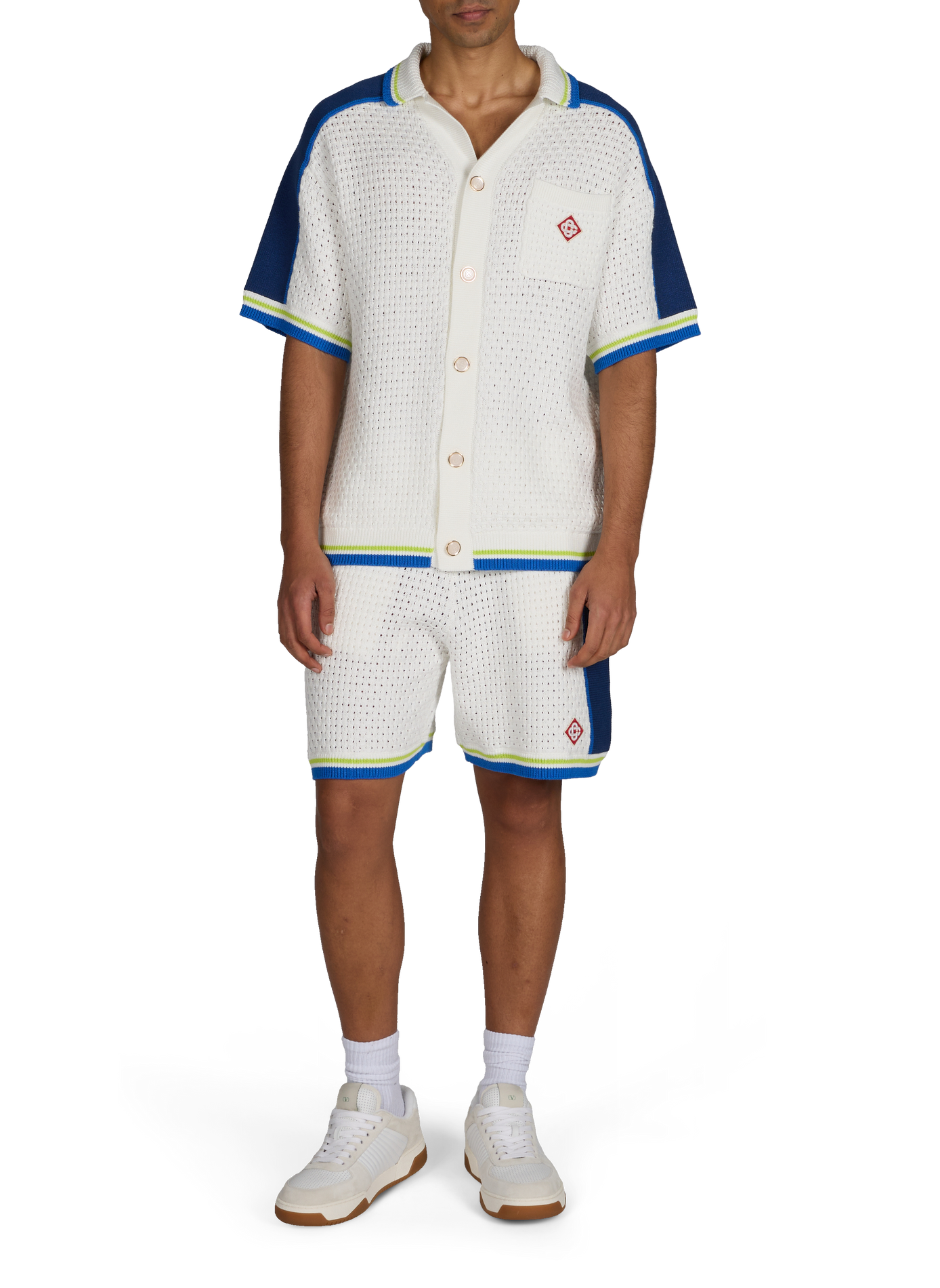 Bi-material leather sneakers VALENTINO White