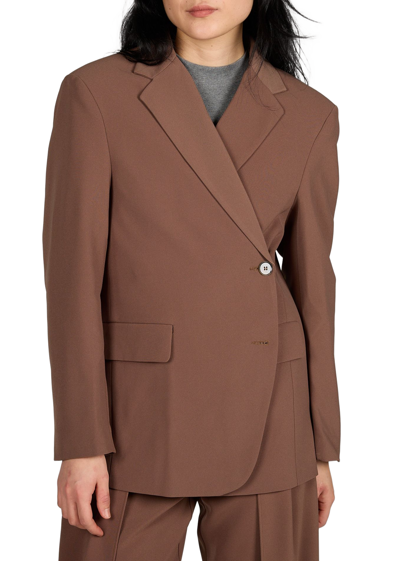 Buttoned straight blazer TOPSHOP Beige