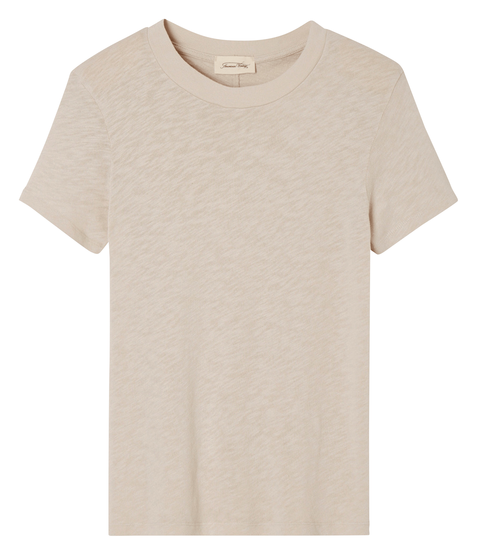 Tee-shirt col rond droit en coton sonoma AMERICAN VINTAGE Beige
