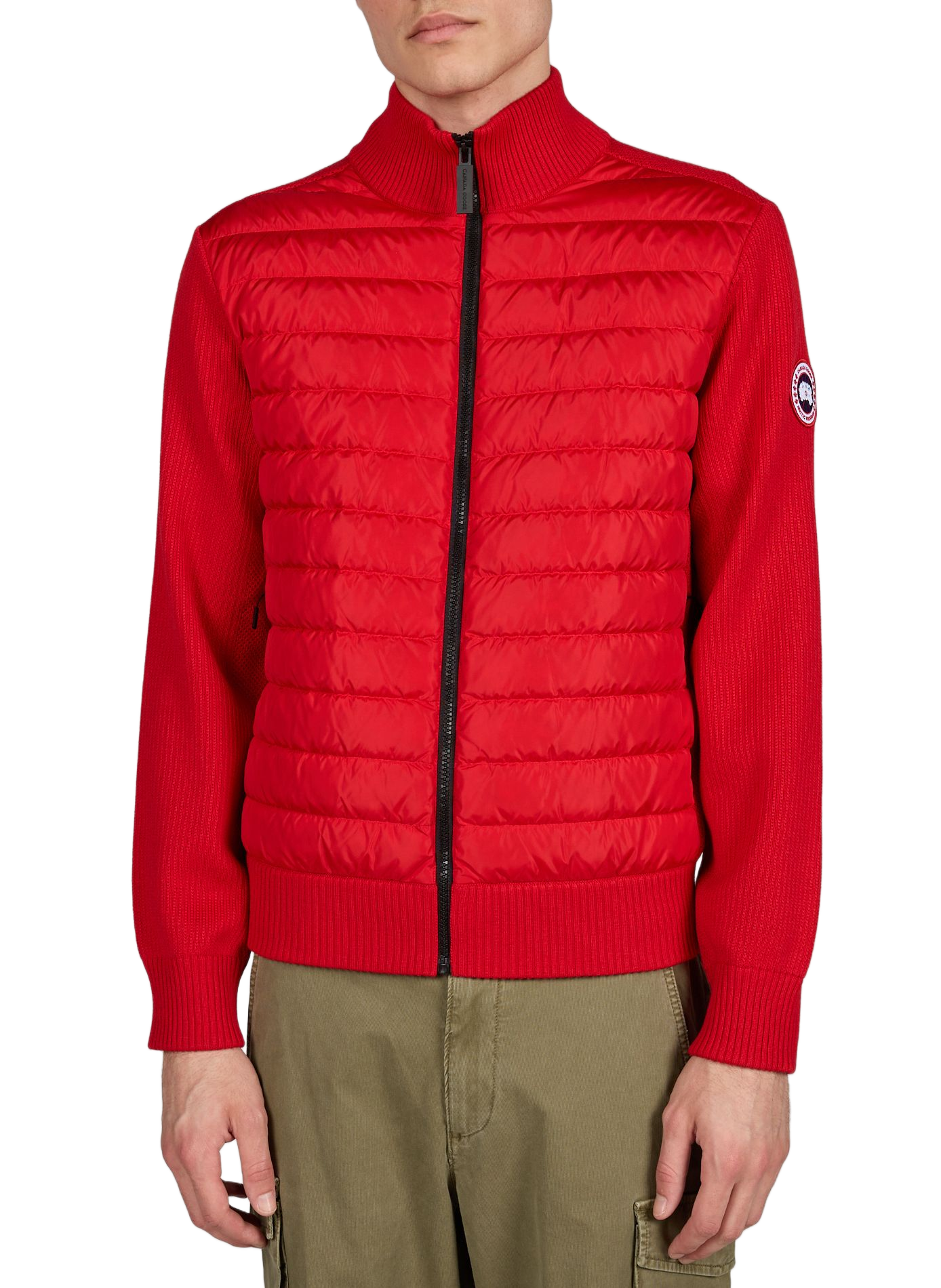 Giacca aderente bimateriale in lana CANADA GOOSE Rosso