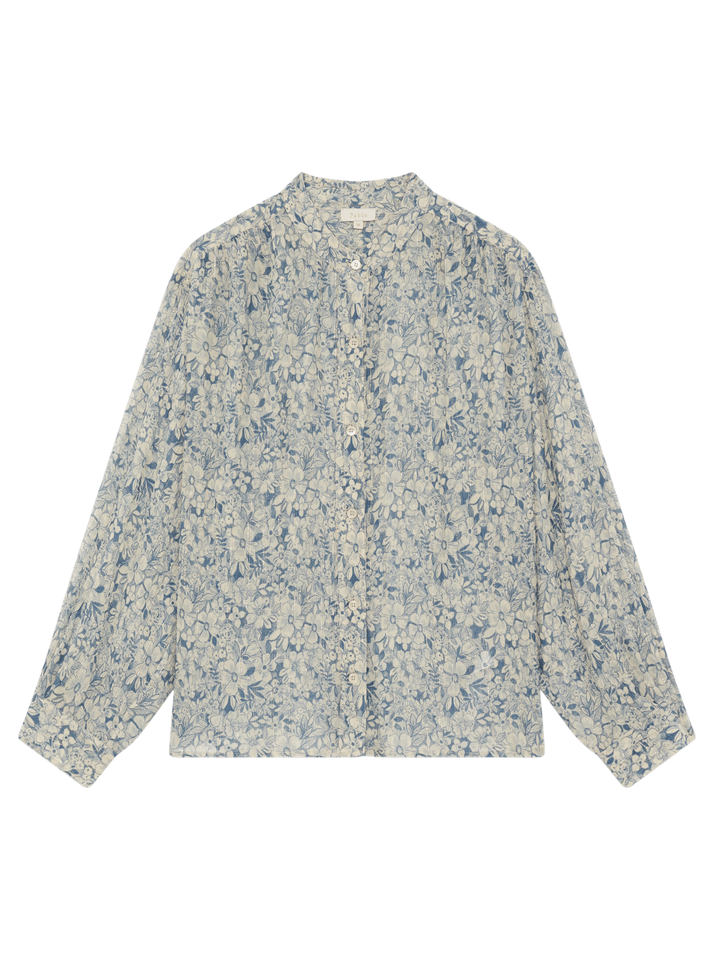 Chemise à fleurs et lurex - cleophee PABLO Bleu