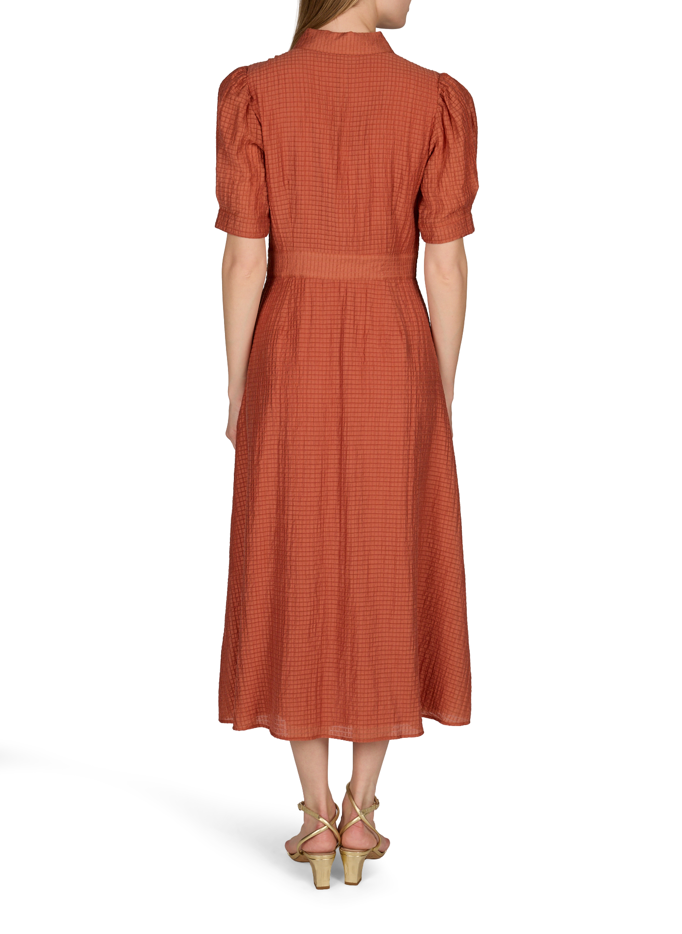 Flared midi dress in small checks PETITE MENDIGOTE Pink