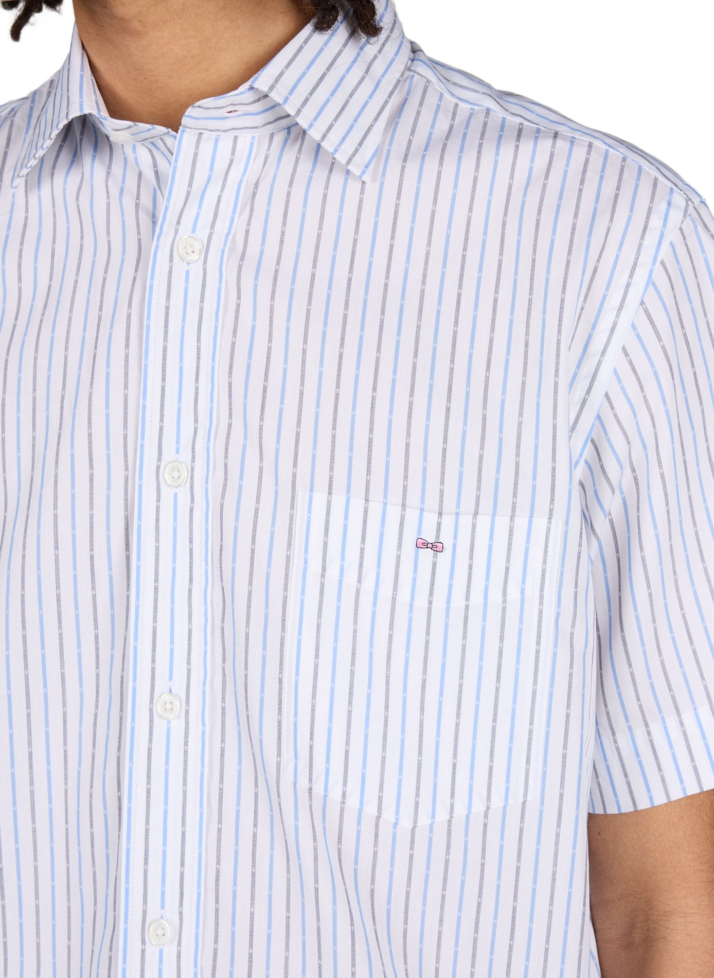 Chemise manches courtes à rayures en coton EDEN PARK Bleu