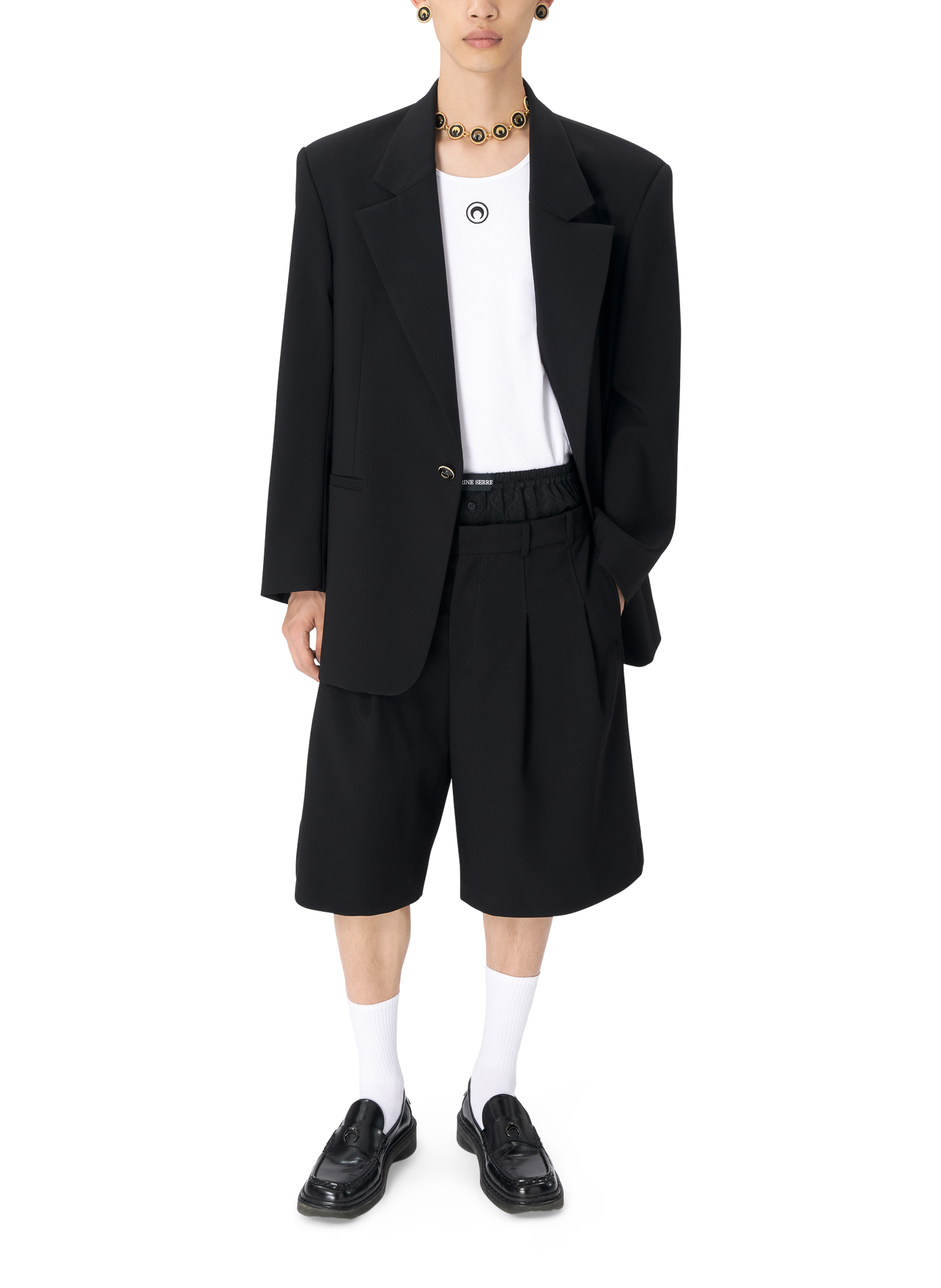 Veste carrée en sergé de laine vierge unisexe MARINE SERRE Noir