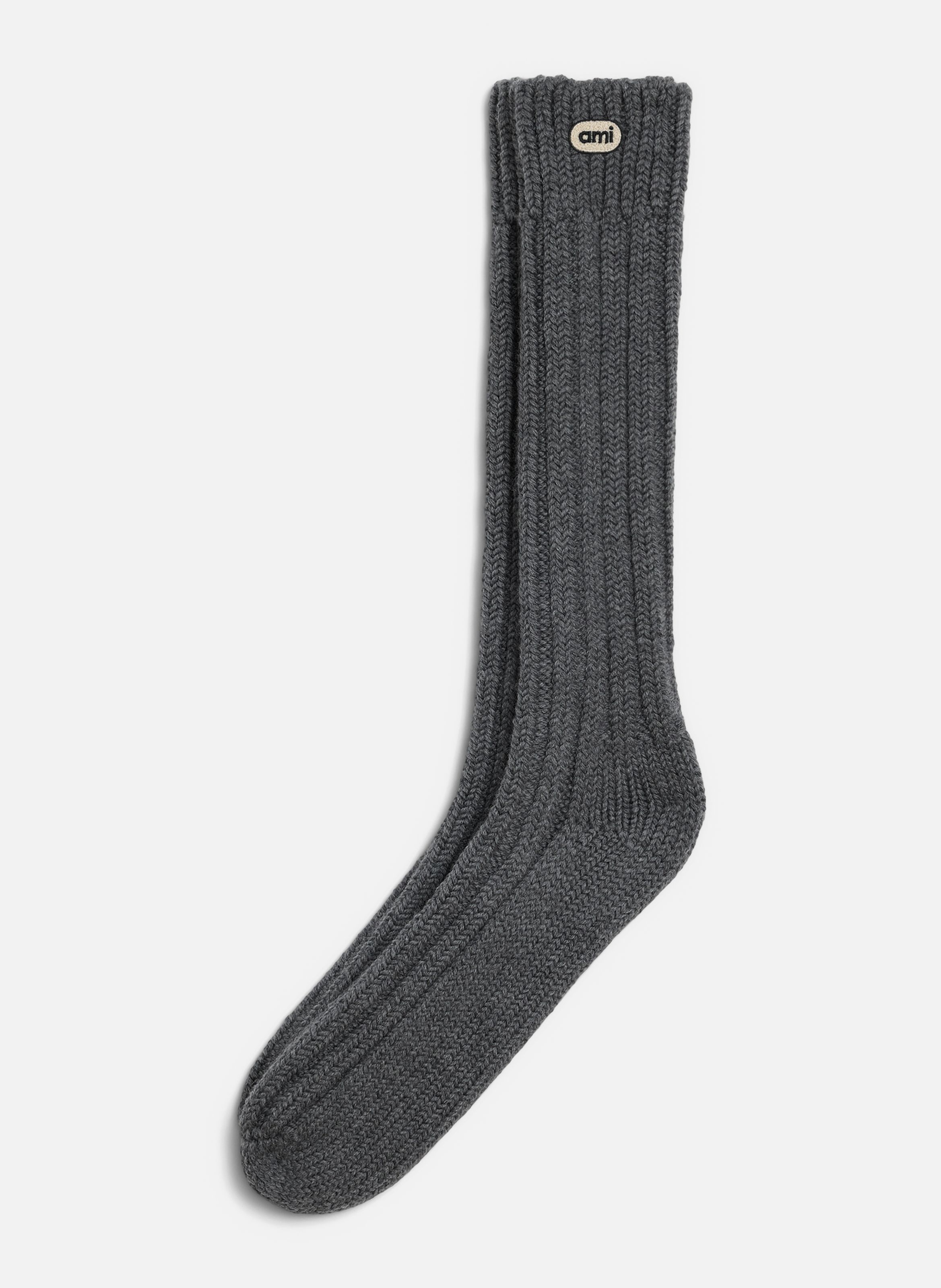Chaussettes unisexe en laine patch ami GrisAMI PARIS