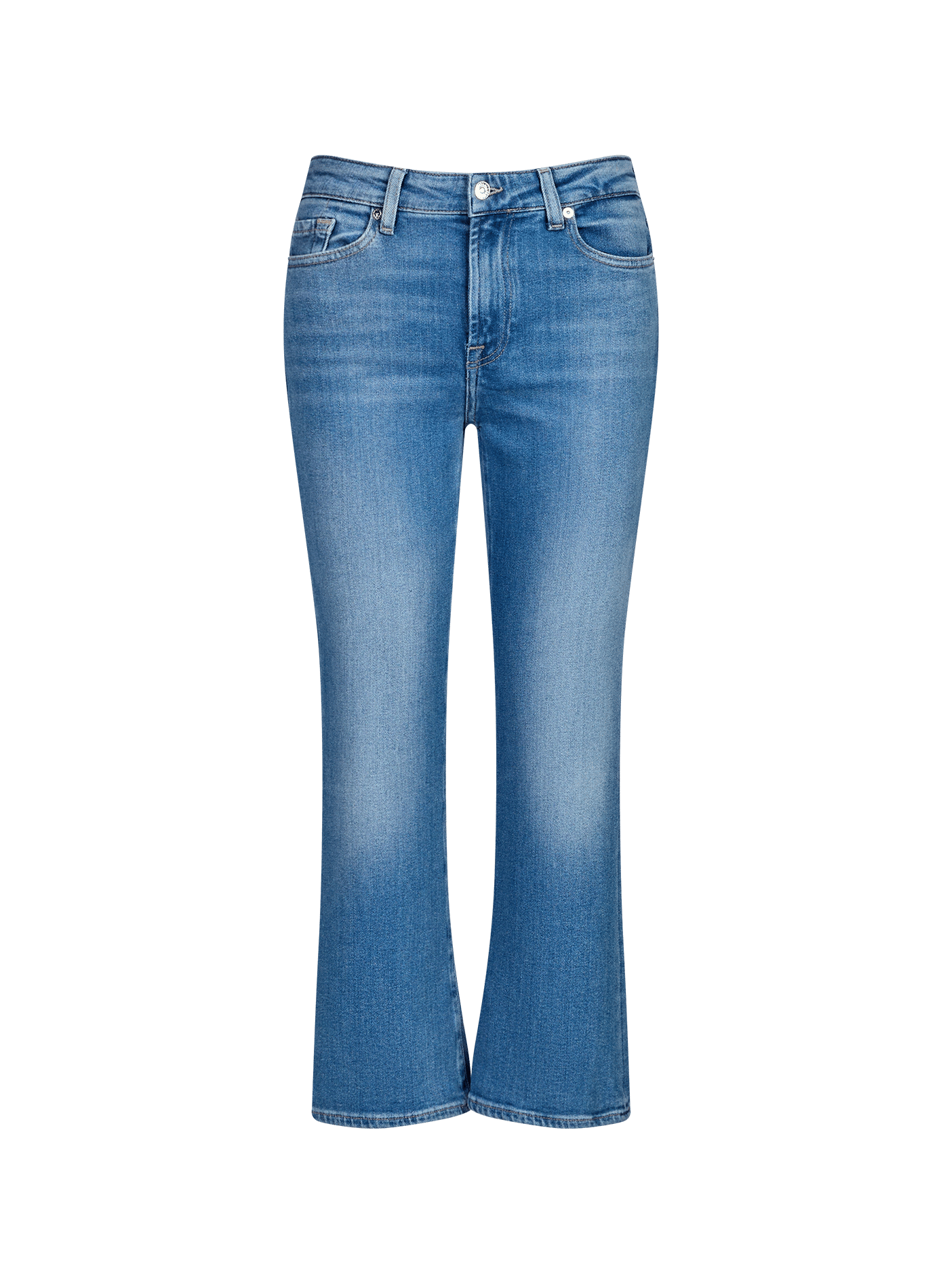 Cropped cotton blend jeans 7 FOR ALL MANKIND Blue