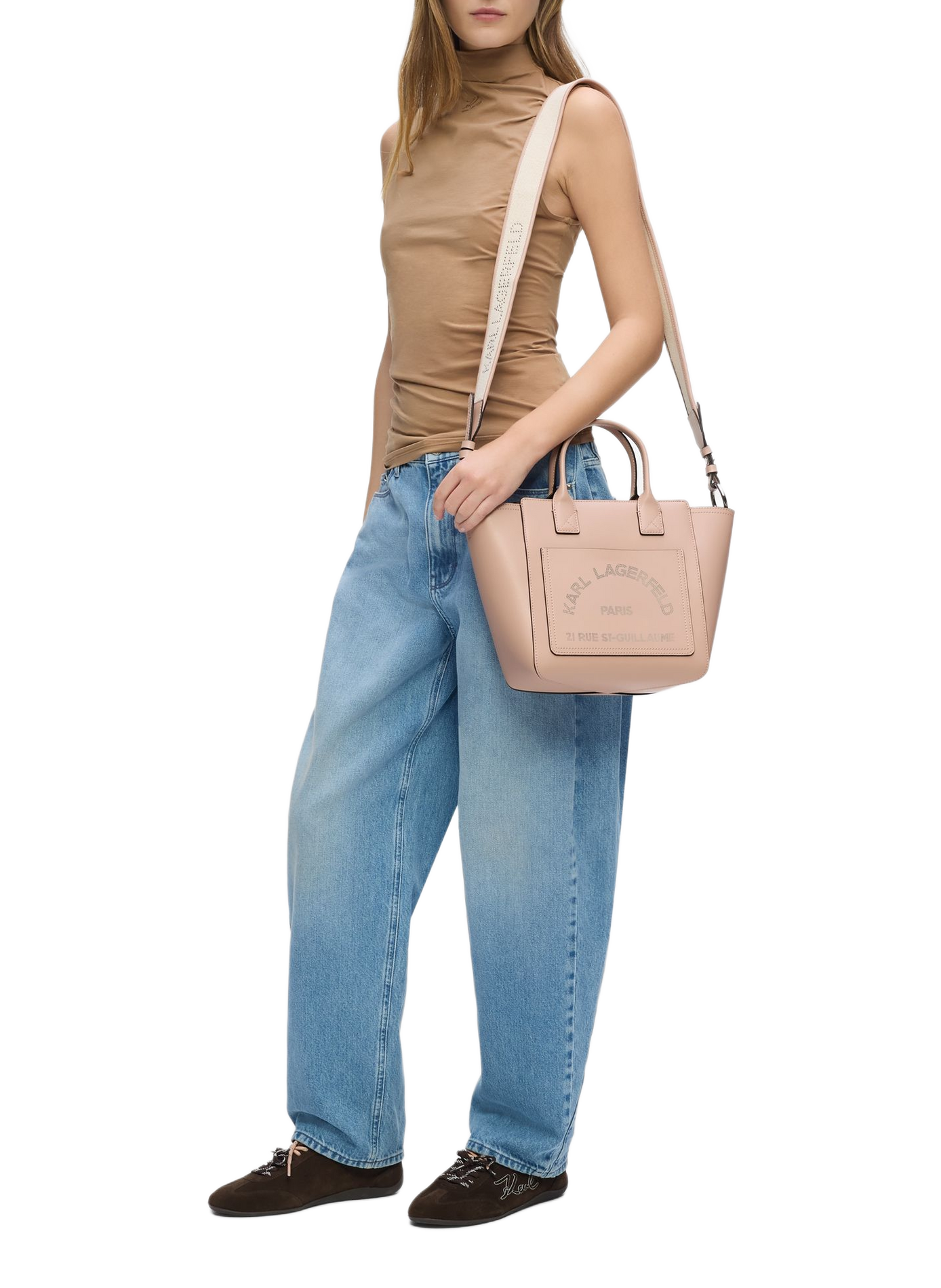 Sac cabas K/Daily avec sangle amovible en cuir KARL LAGERFELD Rose