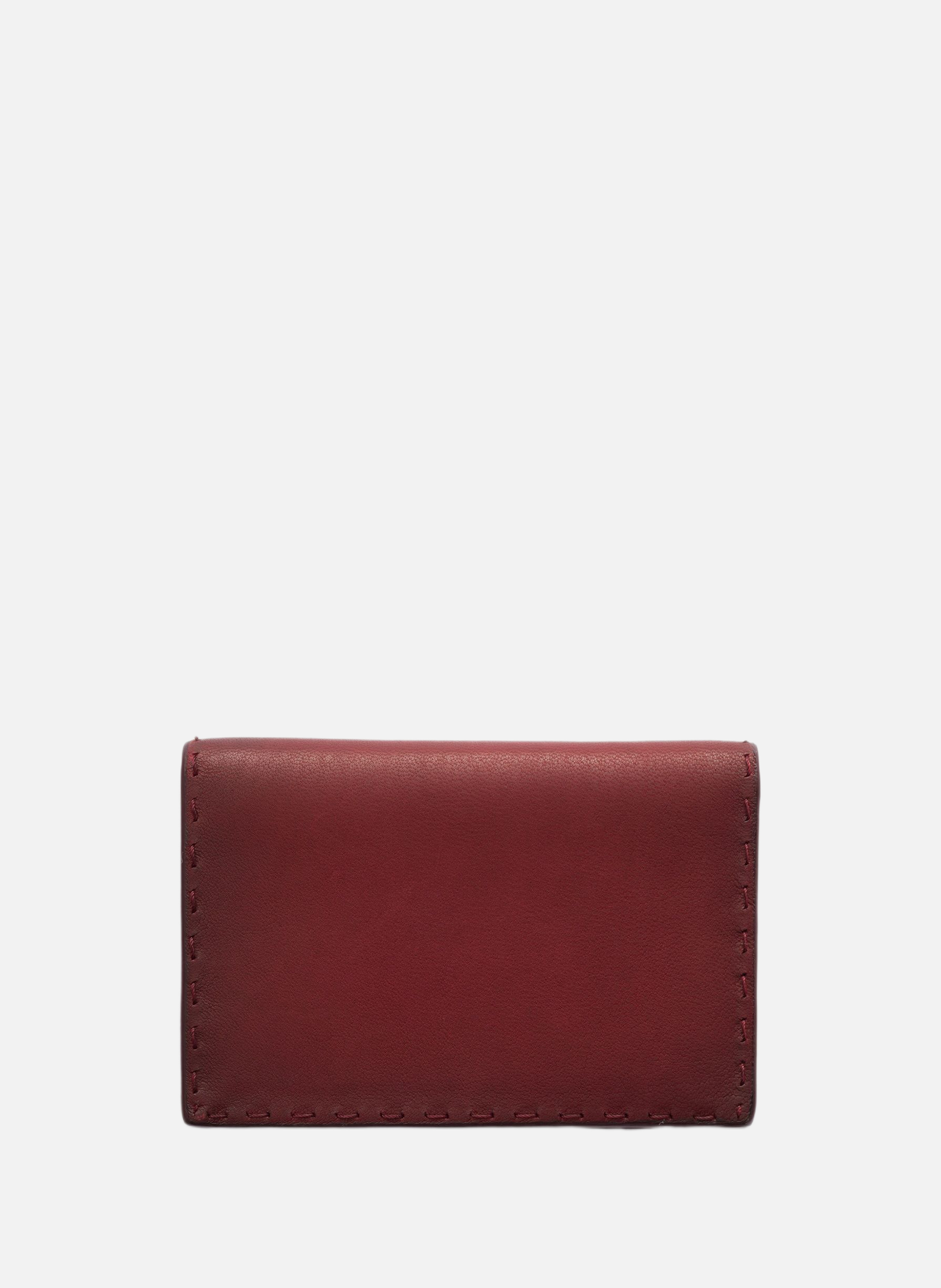 Porte-cartes en cuir vieilli PRADA Rouge