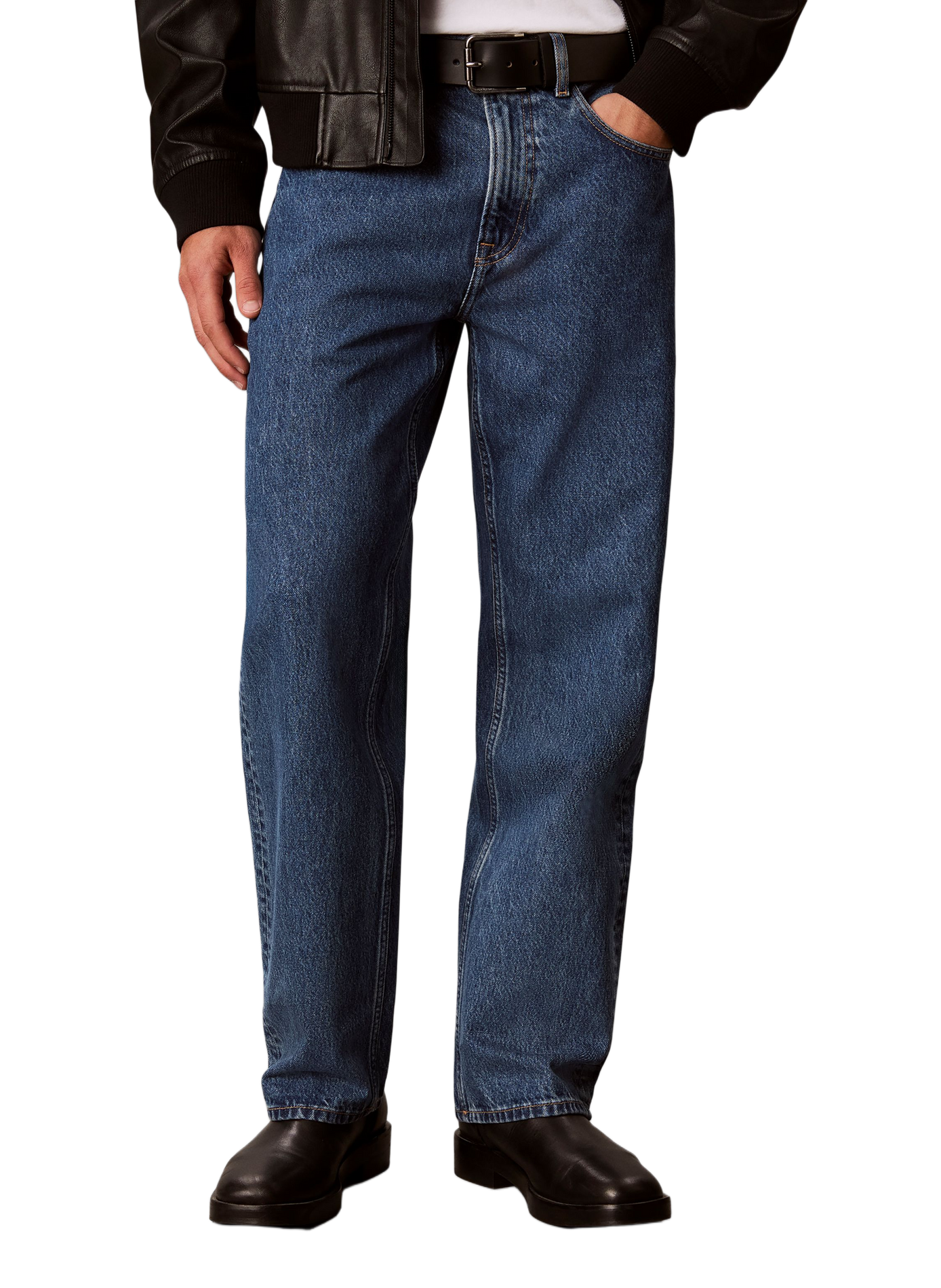 Jean coupe droite en coton CALVIN KLEIN Bleu