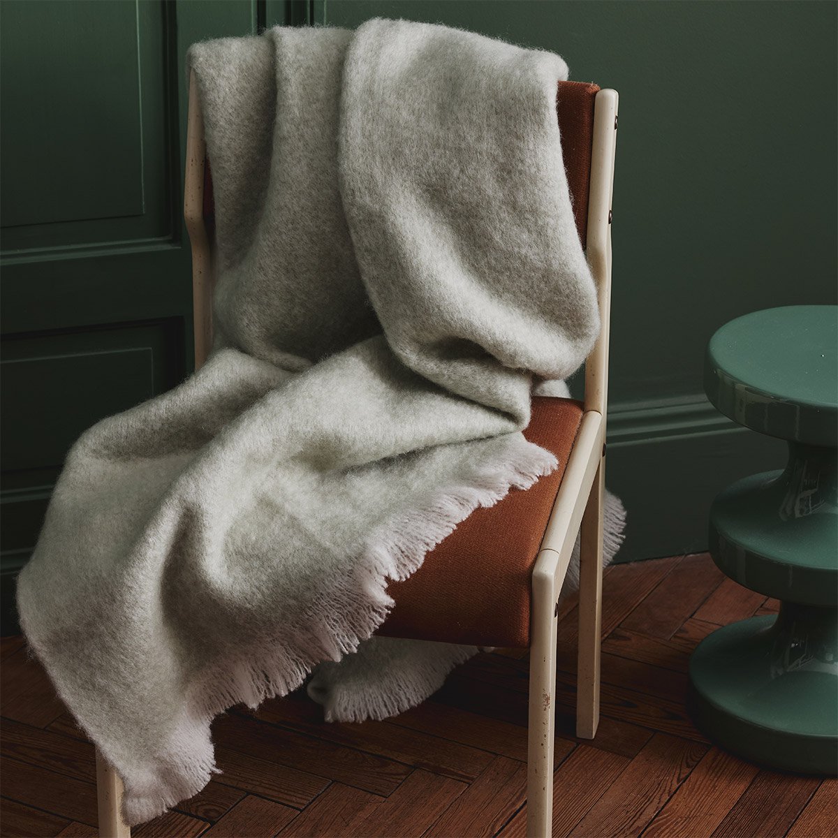 Plaid en mohair, nimbus | Vert DESFORGES Maison