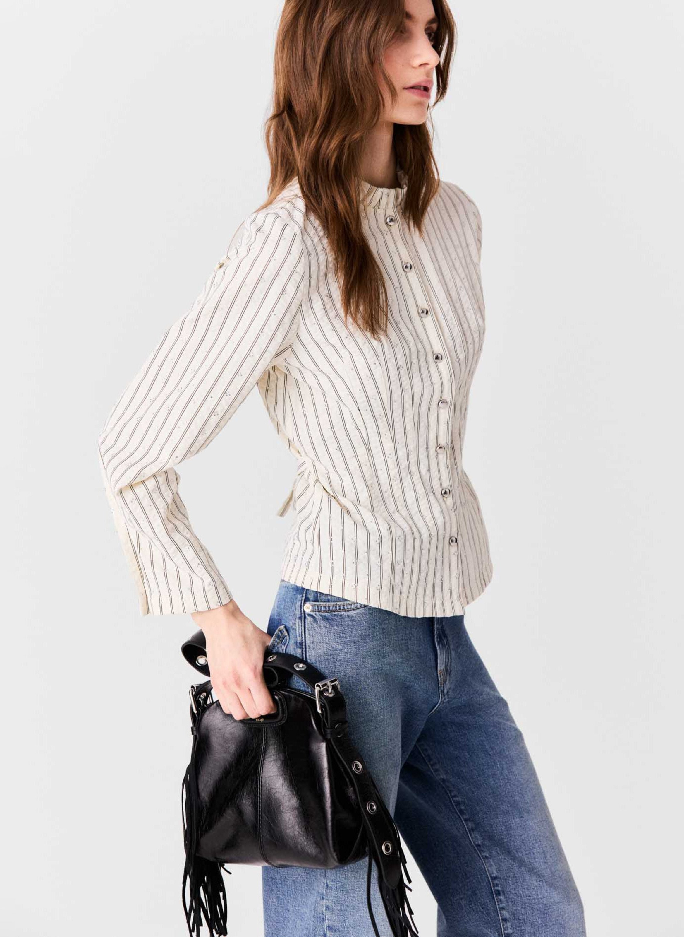 Chemise cintrée à rayures MAJE Beige
