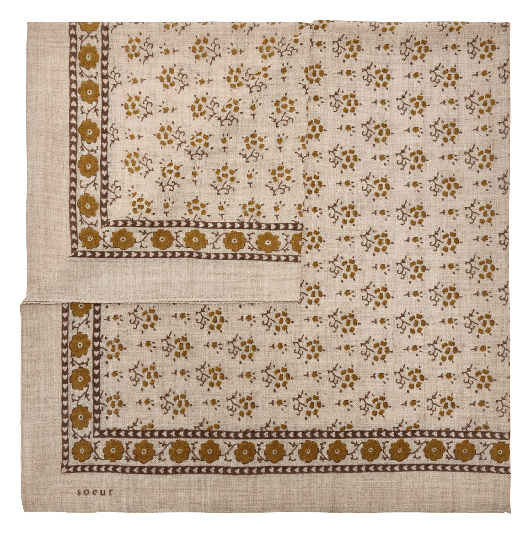 Foulard en twill de laine imprimé SOEUR Beige