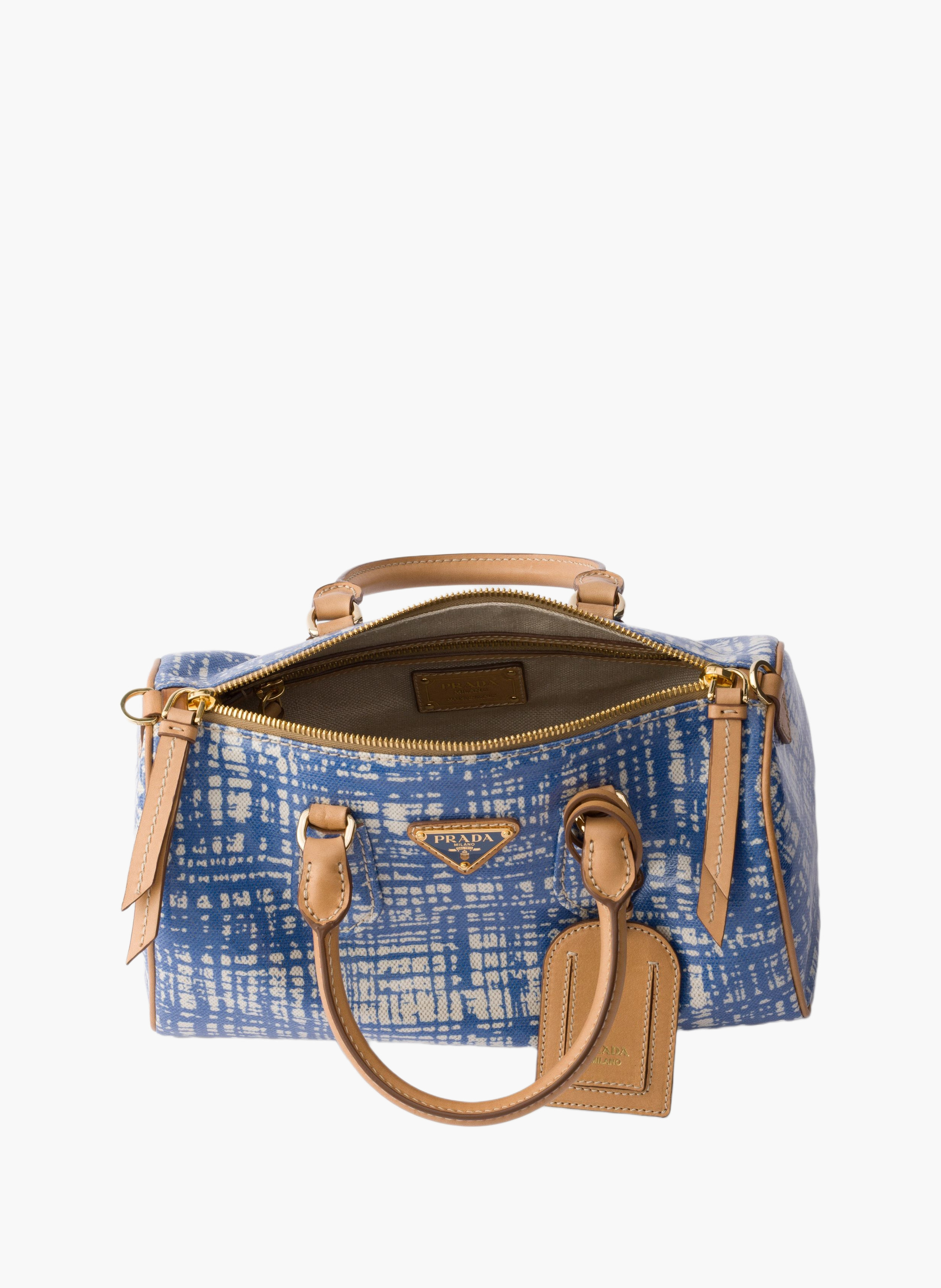 Petit sac à main prada evasion en mélange de lin e PRADA Bleu