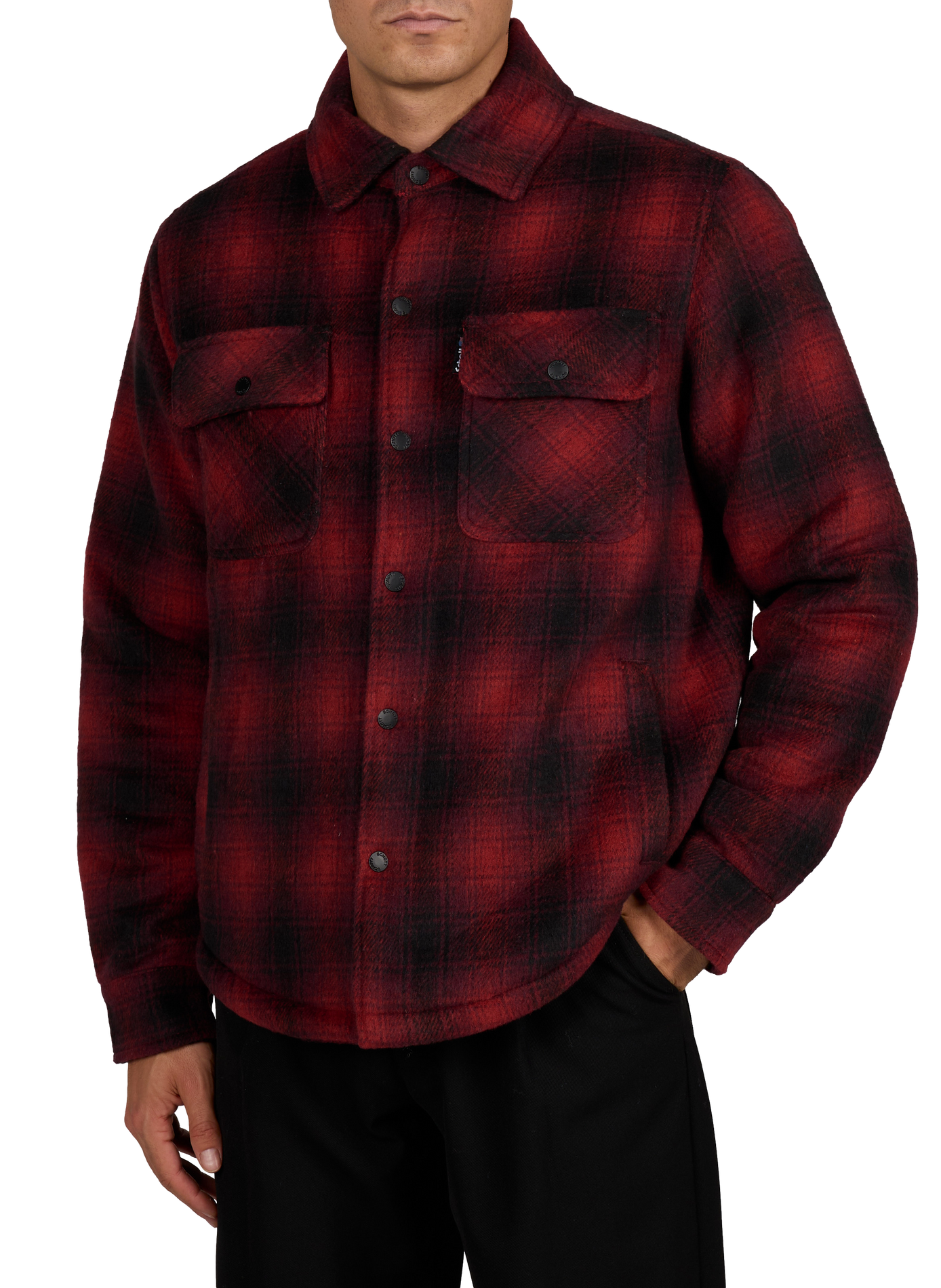Straight checked jacket with classic collar SCHOTT Red