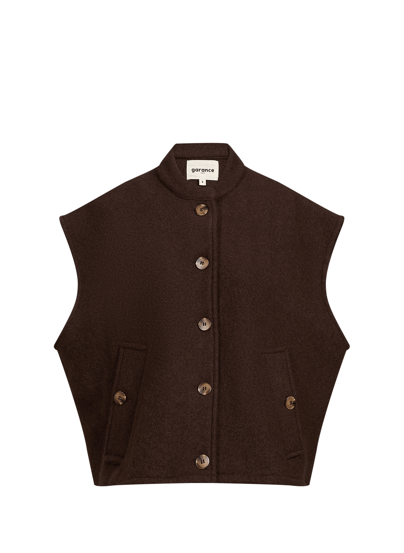 Straight sleeveless wool jacket GARANCE Brown