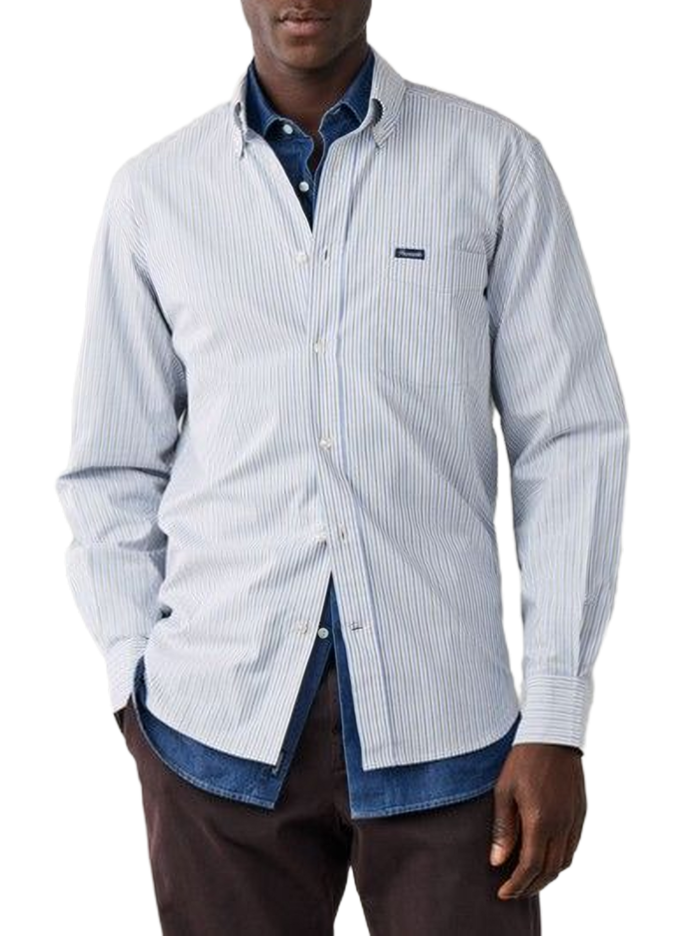 Classic-collar striped cotton shirt FACONNABLE Beige