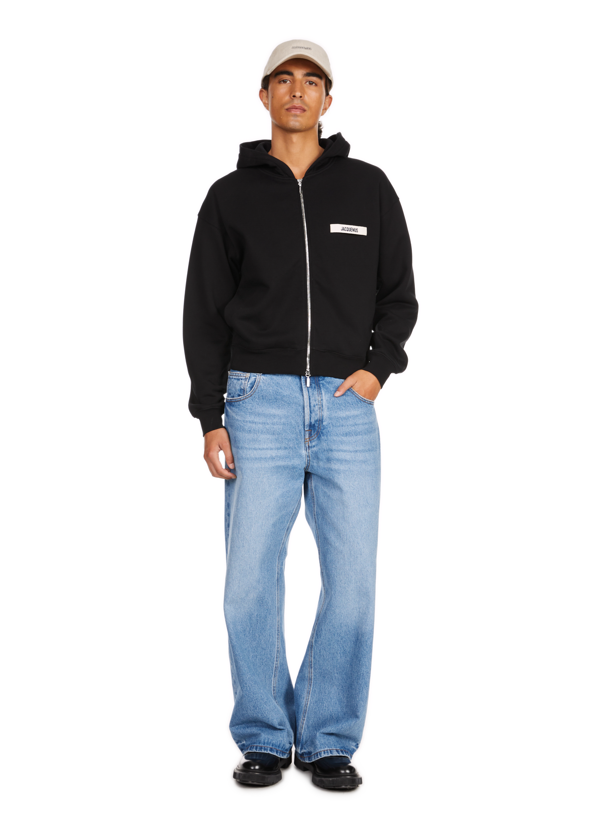 Cotton zip-up hoodie  JACQUEMUS Black