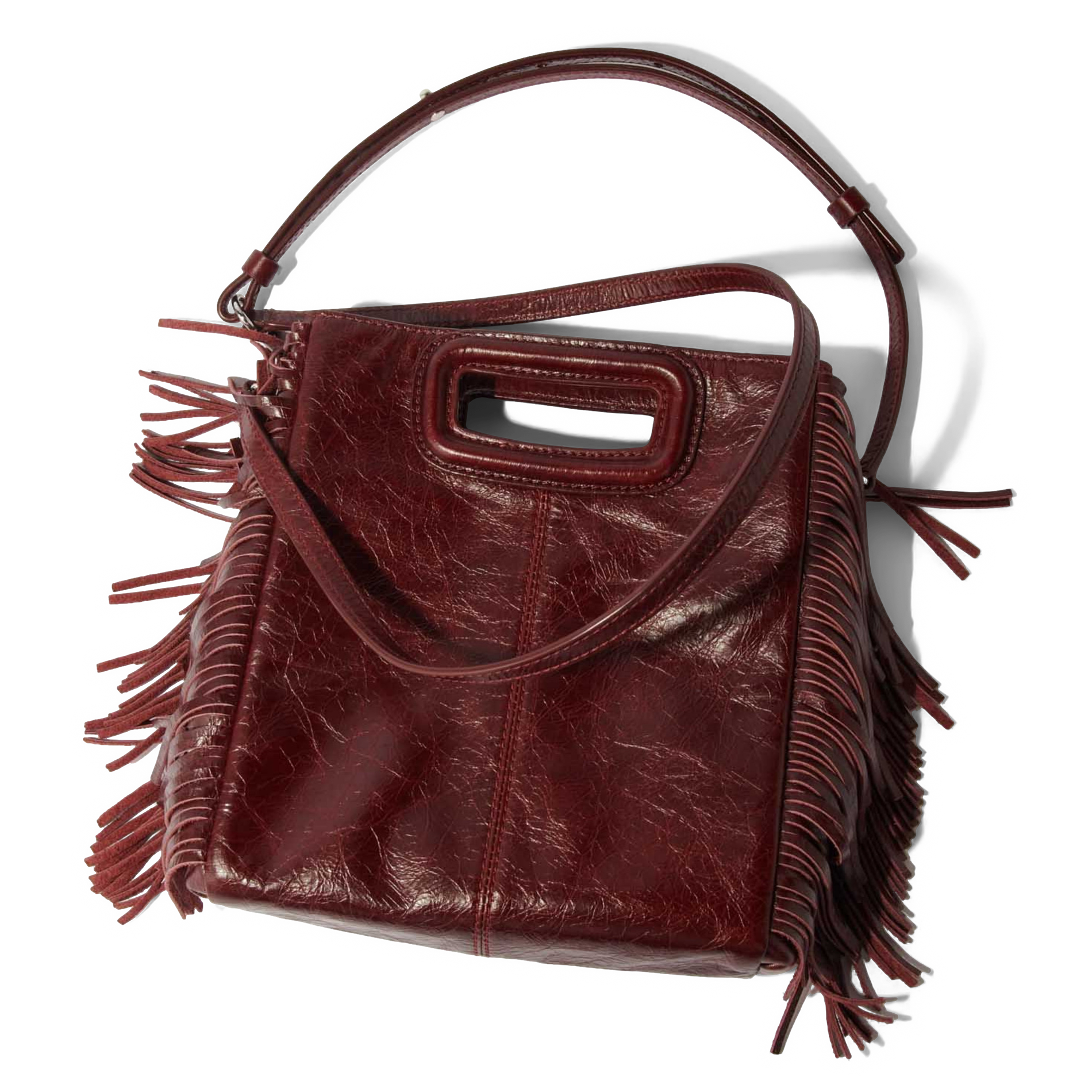 Sac bandoulière en cuir m MAJE Rouge