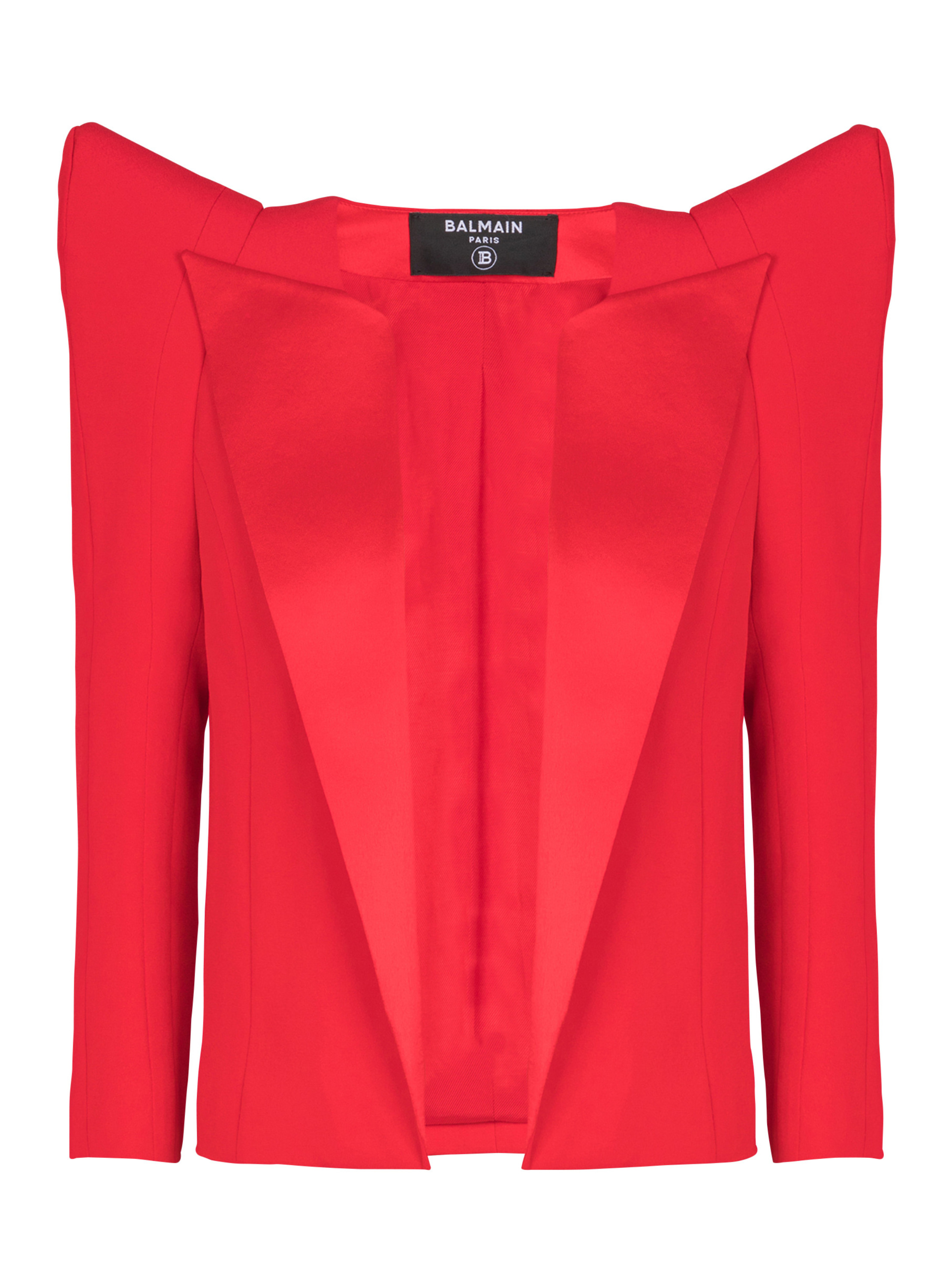 Spencer en crêpe à épaules structurées BALMAIN Rouge