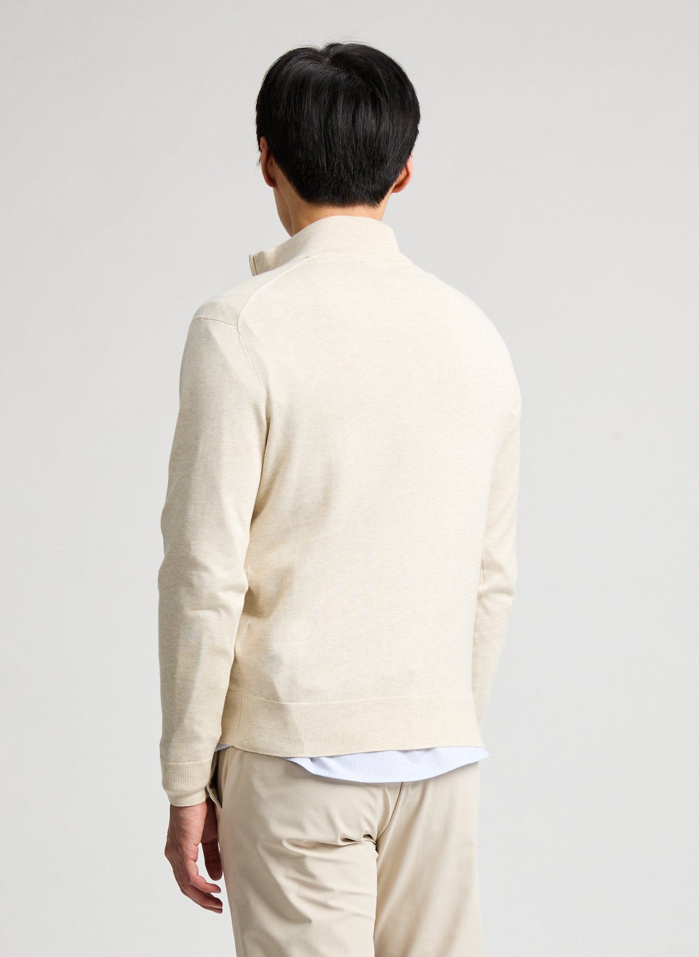 Cotton and silk zip-up sweater White