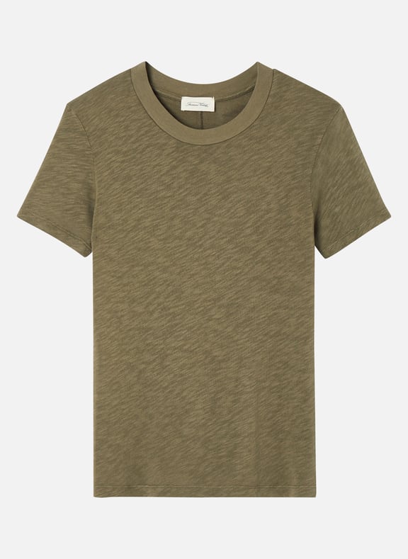 Tee-shirt col rond droit en coton sonoma Kaki by AMERICAN VINTAGE AMERICAN VINTAGE Tee-shirt col rond droit en coton sonoma Kaki