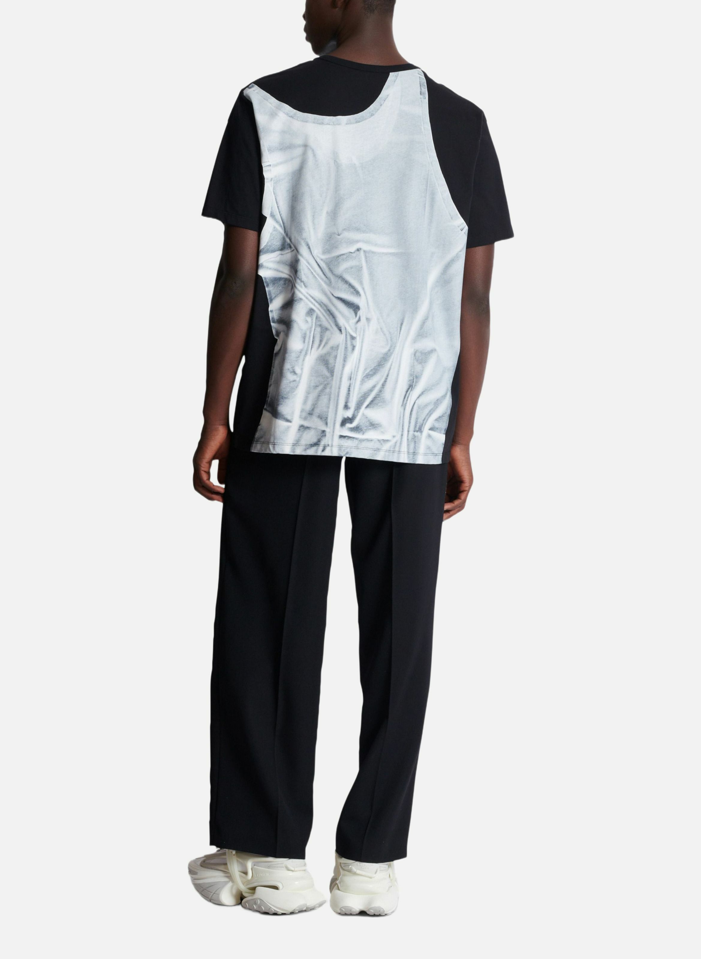 T-shirt imprimé trompe-l’œil débardeur BALMAIN Noir