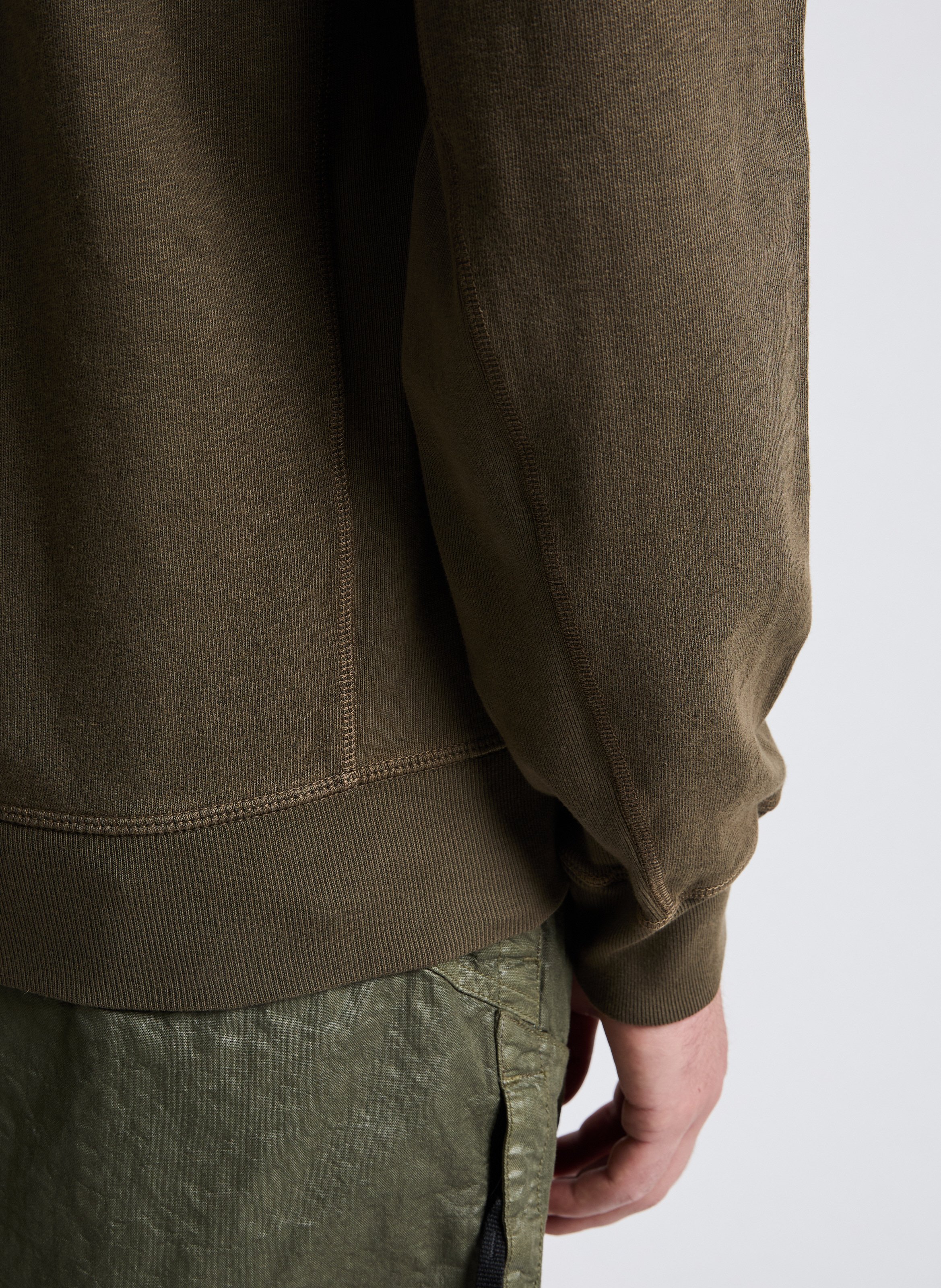 Hoodie à glissière en coton STONE ISLAND Vert