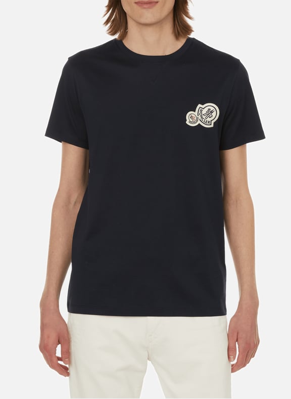 T-shirt uni en coton Bleu by MONCLER MONCLER T-shirt uni en coton Bleu