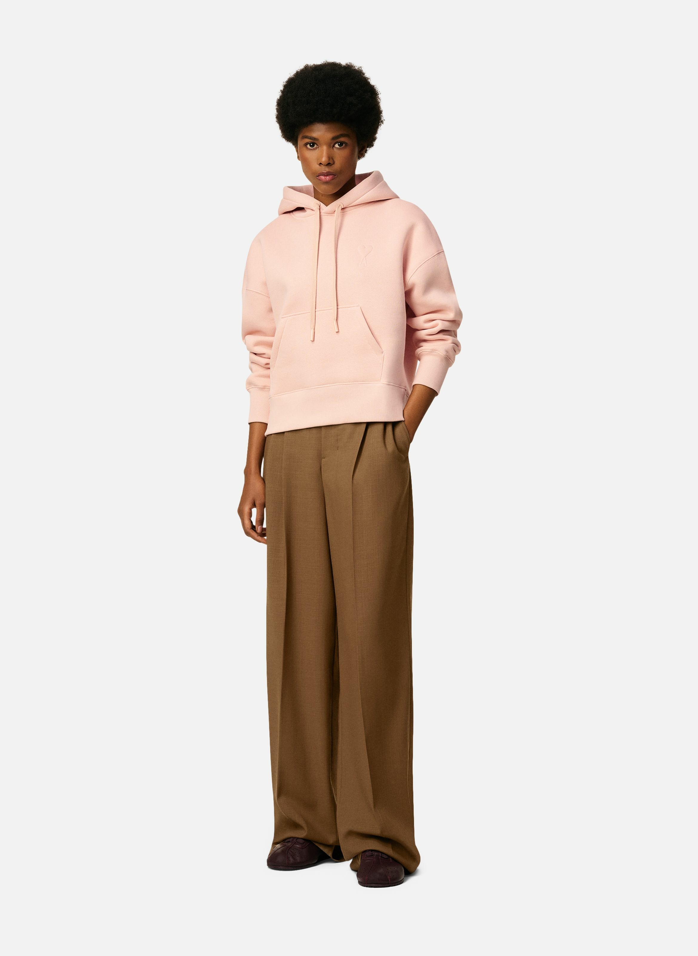 Hoodie ami de coeur embossé unisexe en coton AMI PARIS Rose