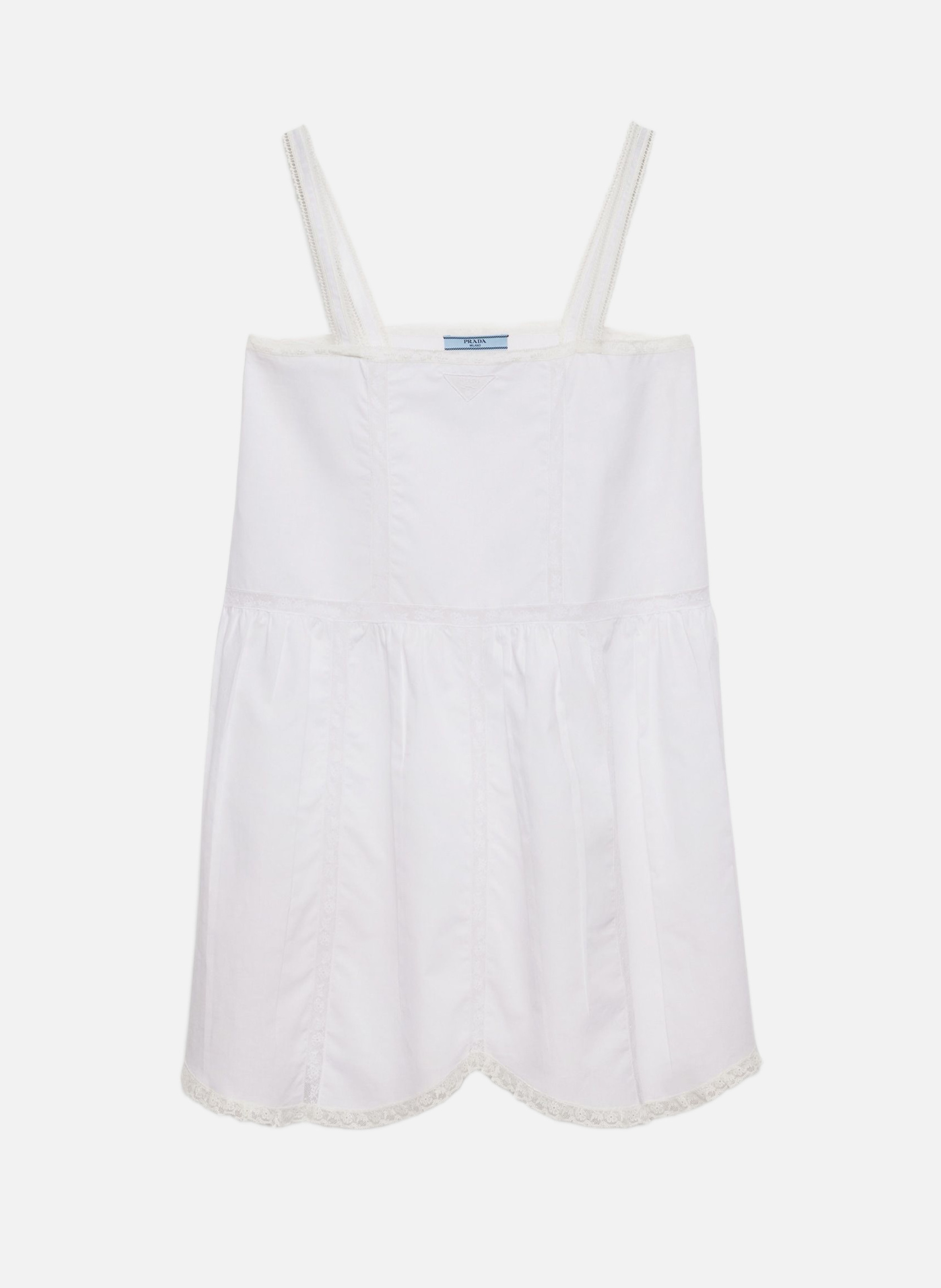 PRADA Robe courte en tissu brodé au look vintage Blanc