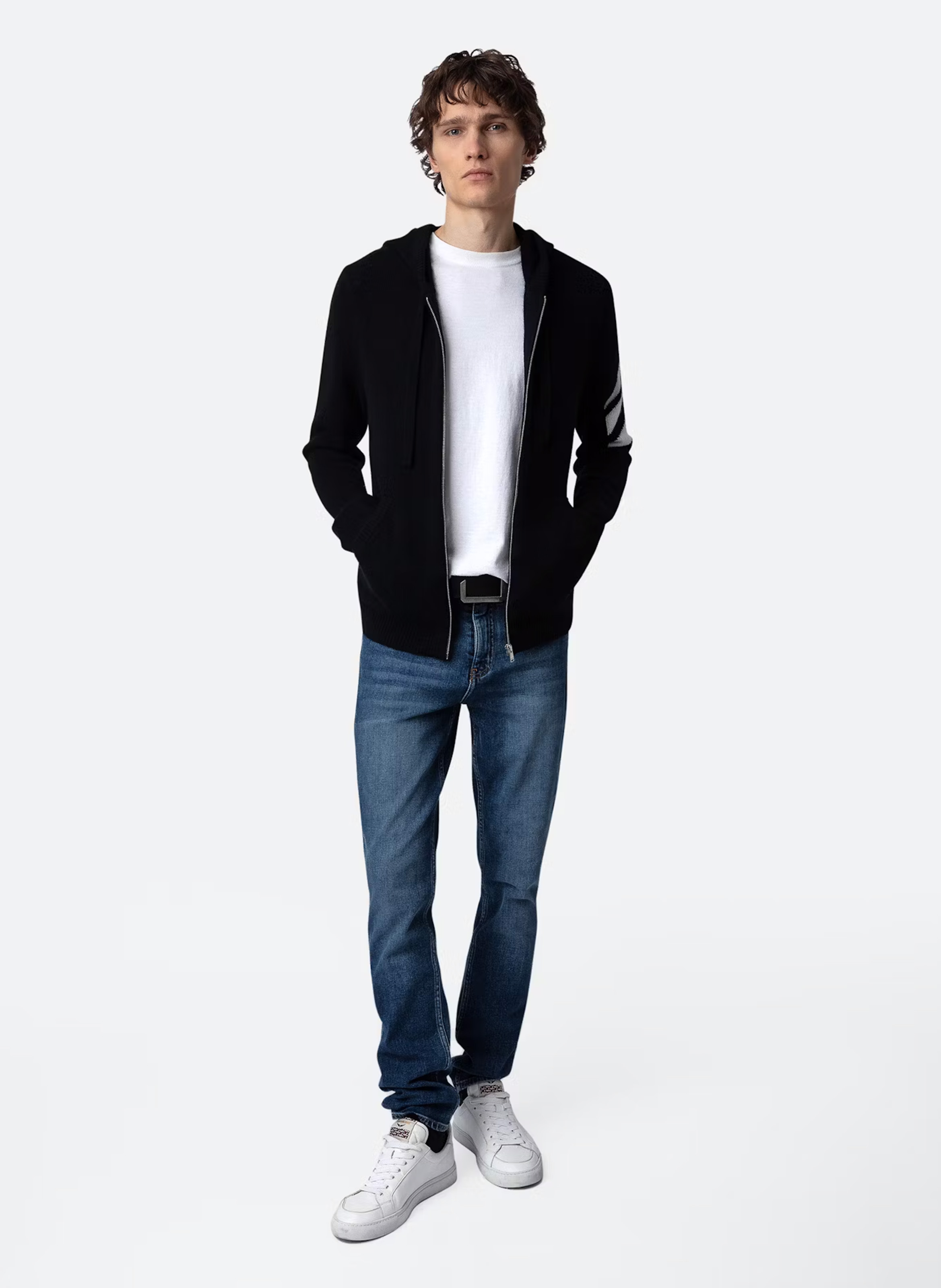 Cardigan zippé à capuche en cachemire clash ZADIG&VOLTAIRE Noir