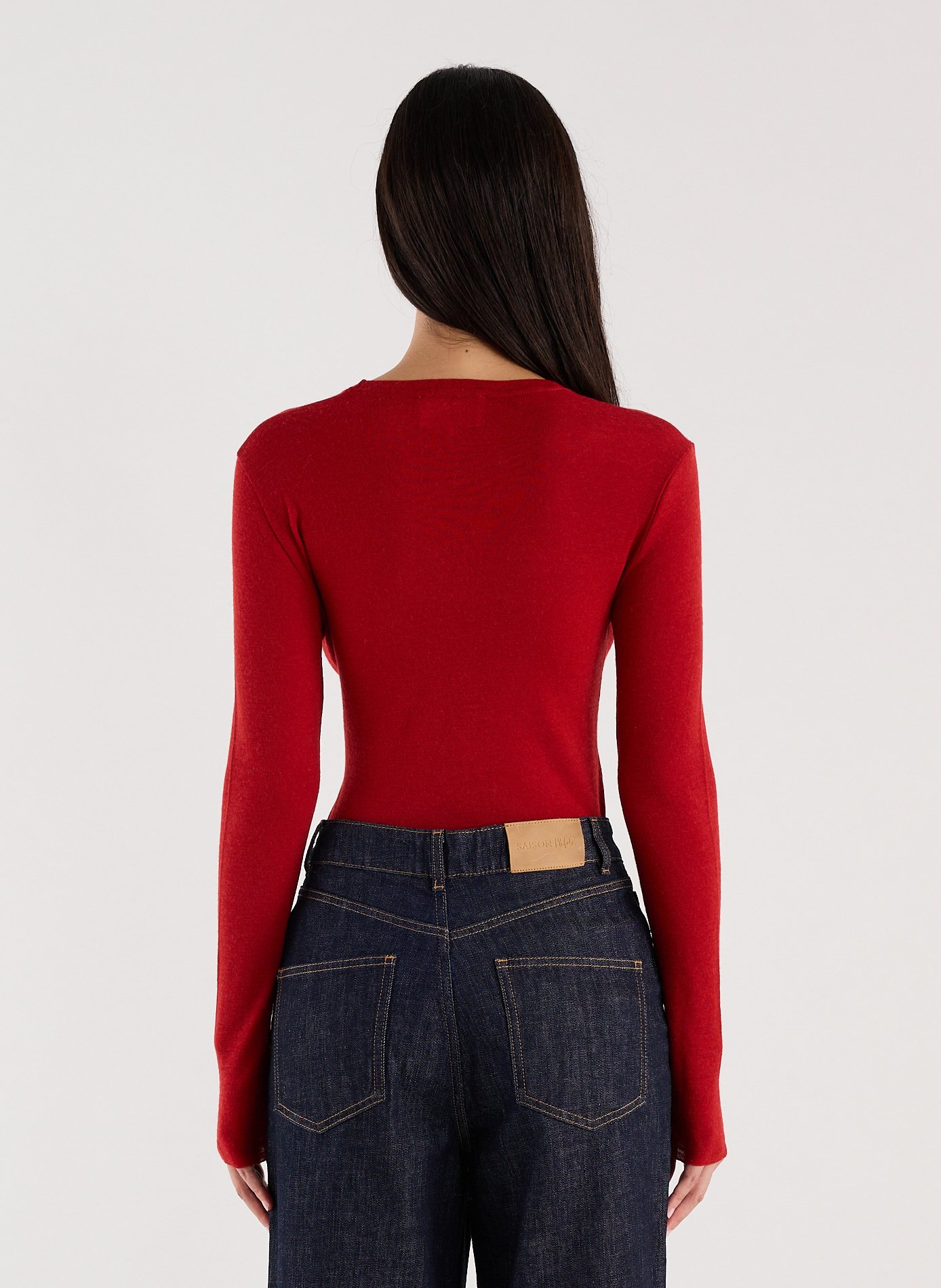 Pull maille fine en laine SAISON 1865 Rouge