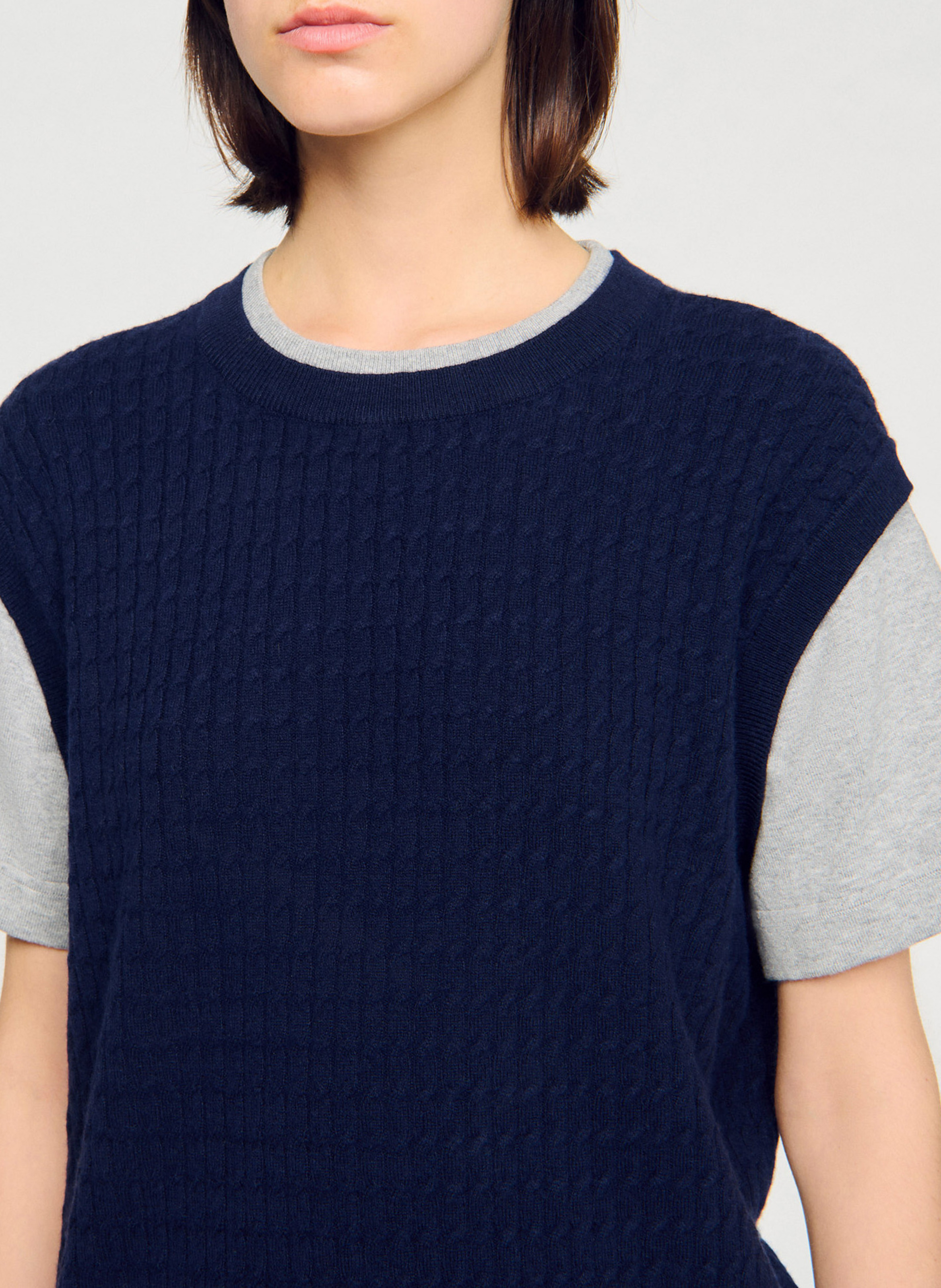 Pull col rond en laine mélangée SANDRO Bleu