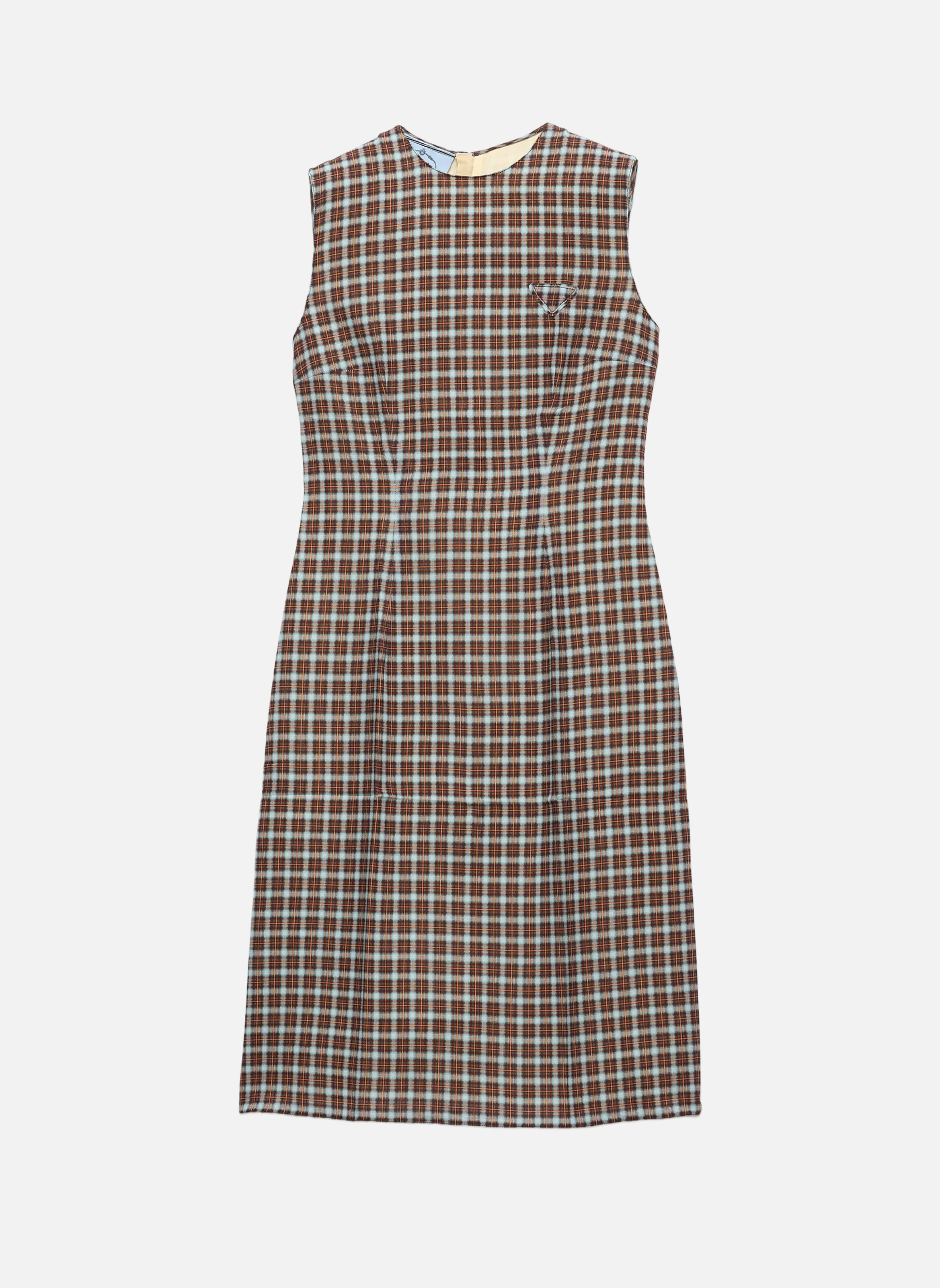 Robe en georgette à carreaux PRADA Bleu