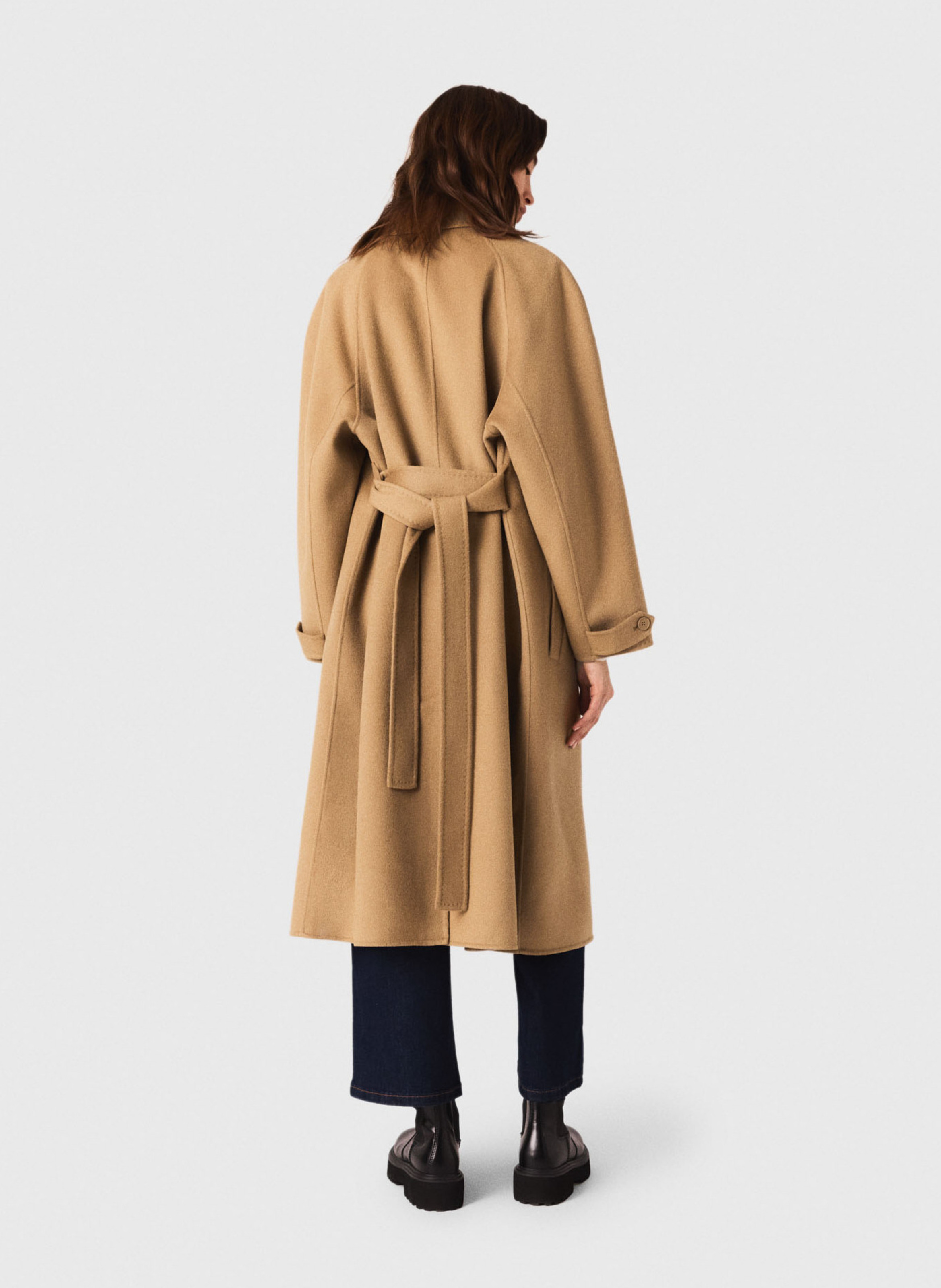 Manteau col tailleur en laine mélangée MAJE Marron