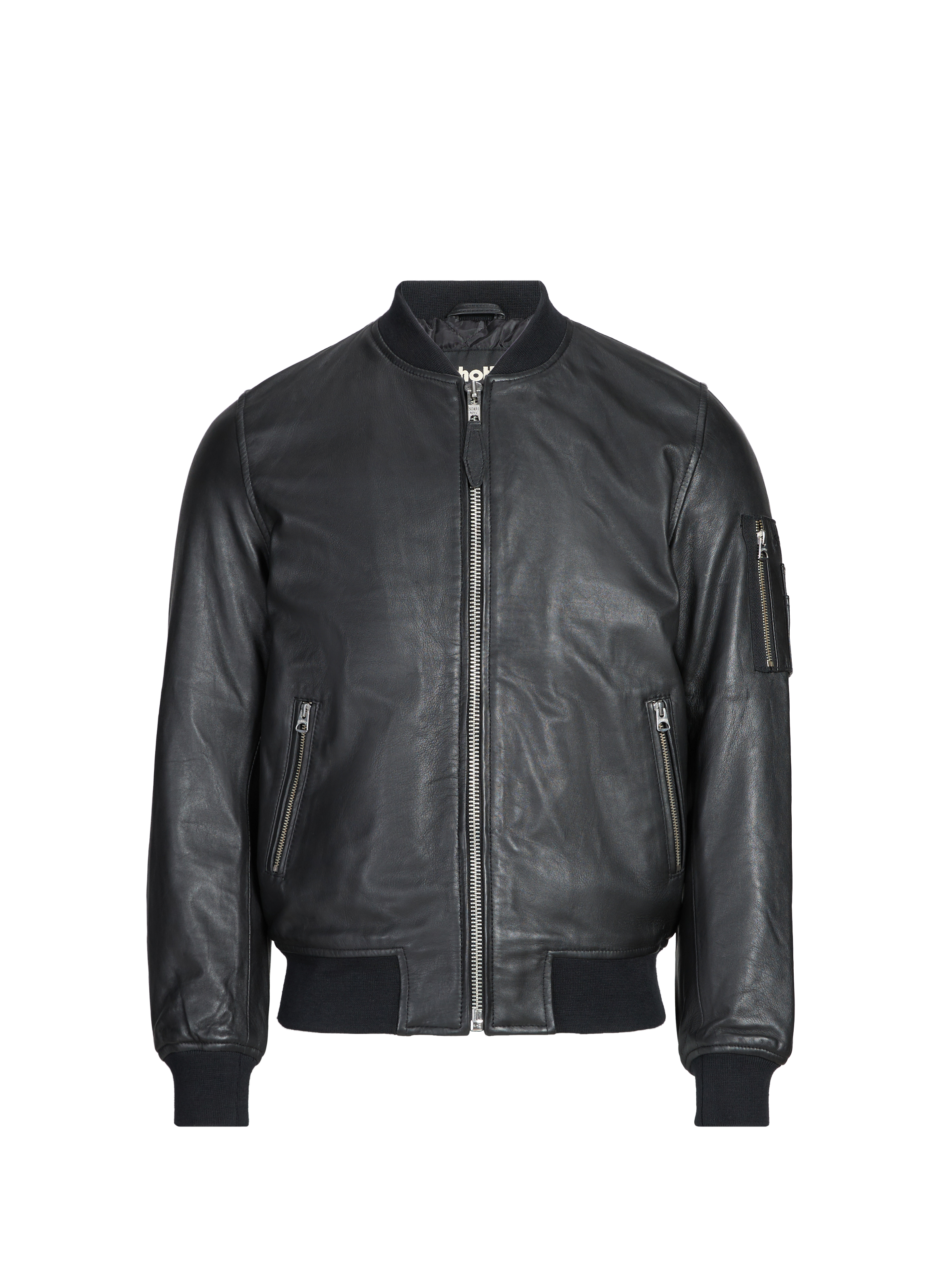 Veste droite en cuir d'agneau SCHOTT Noir