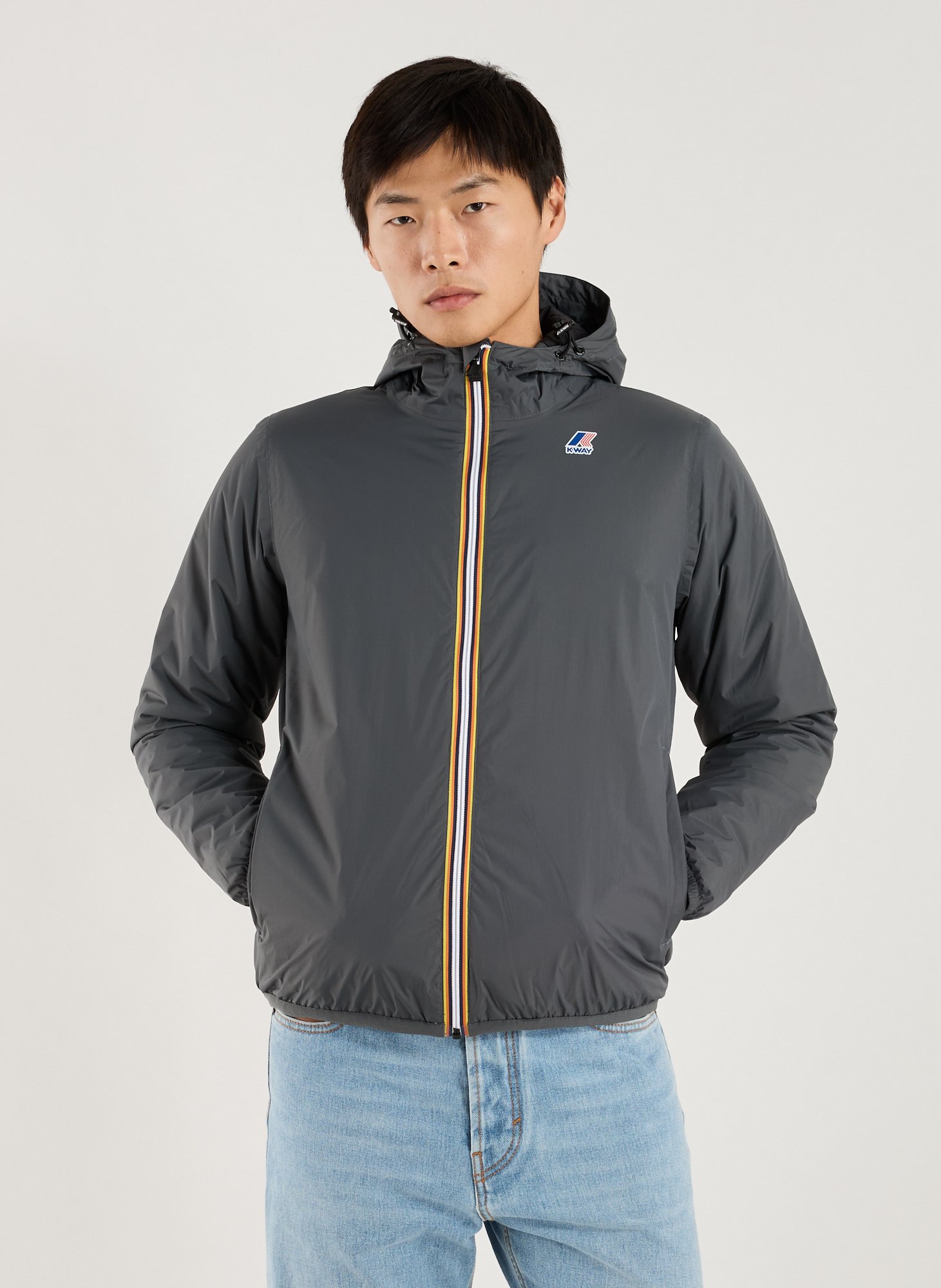 K-WAY Blouson droit à capuche Gris