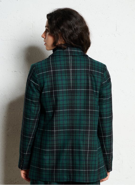 Veste à carreaux courte pour femmes en Vert Veste à carreaux courte pour femmes en Vert