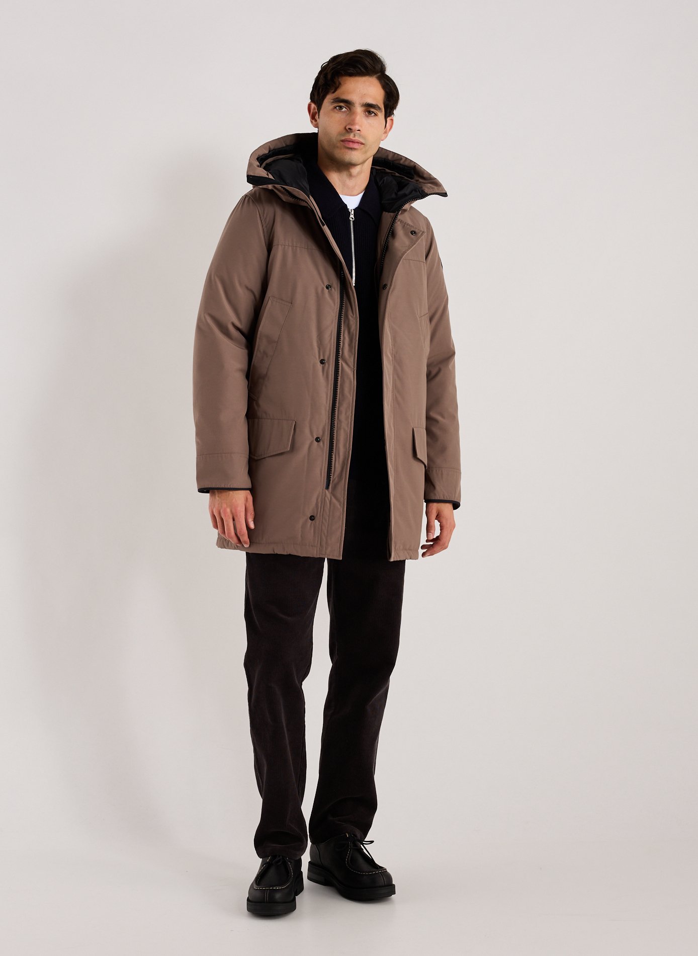 Parka droite à capuche en coton CANADA GOOSE Gris